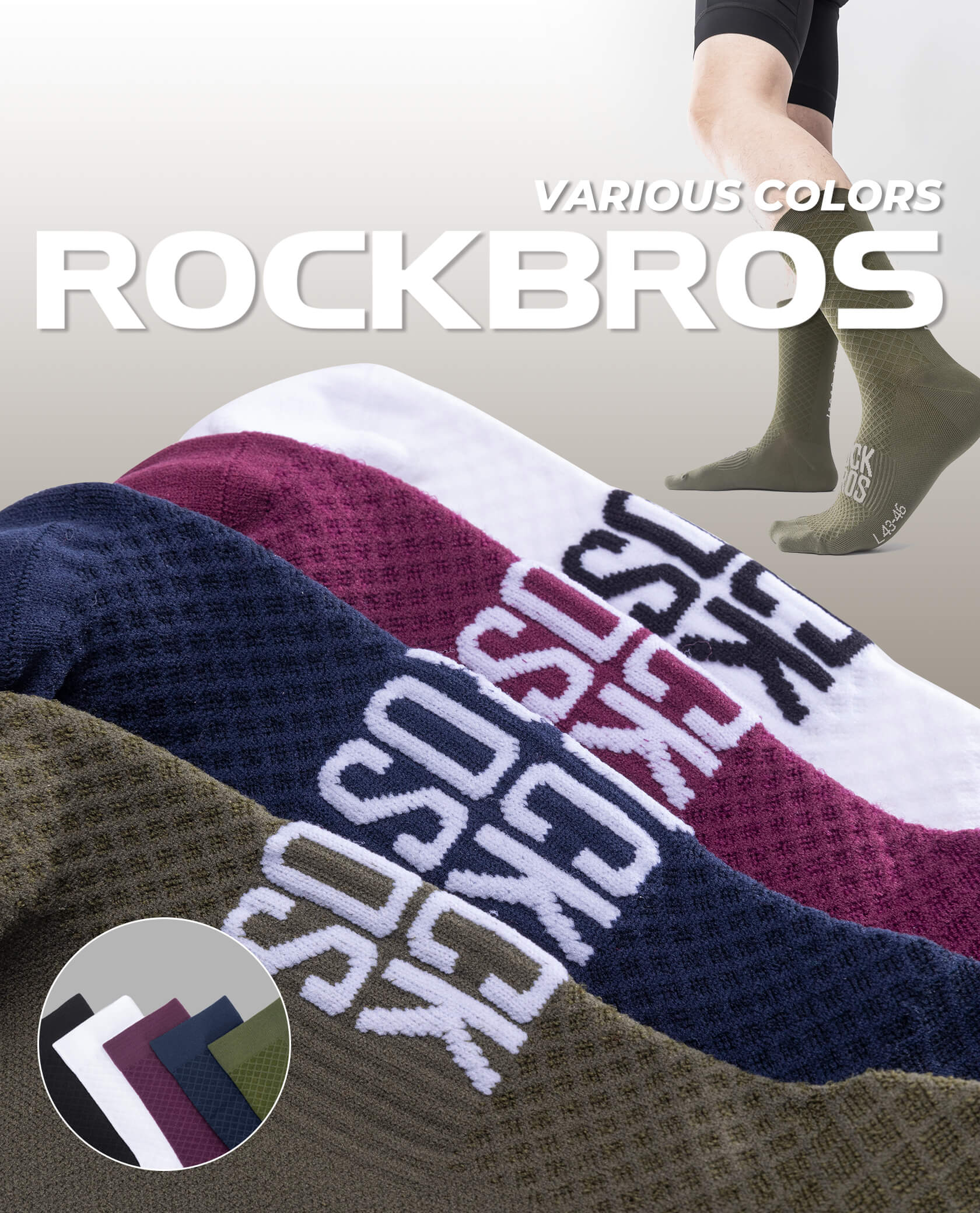 ROCKBROS ROAD TO SKY breathable cycling socks with mesh ventilation for road and mountain biking