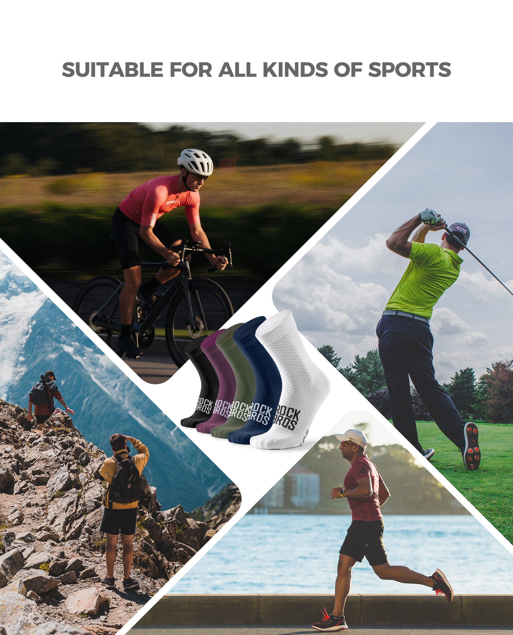 ROCKBROS ROAD TO SKY breathable cycling socks with mesh ventilation for road and mountain biking