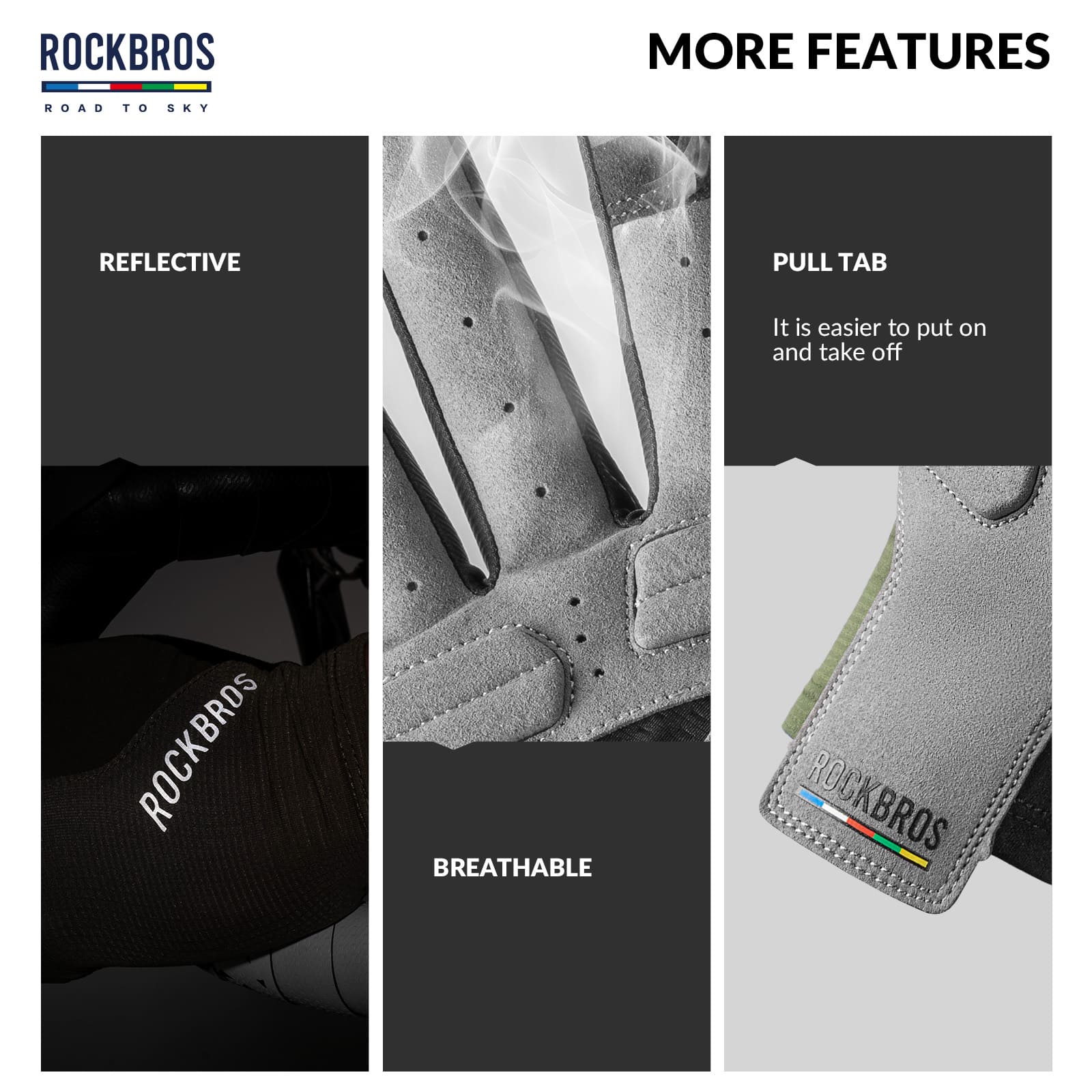 ROCKBROS Road to Sky breathable full finger cycling gloves with SBR padded palm and touchscreen fingertips
#Color_Green