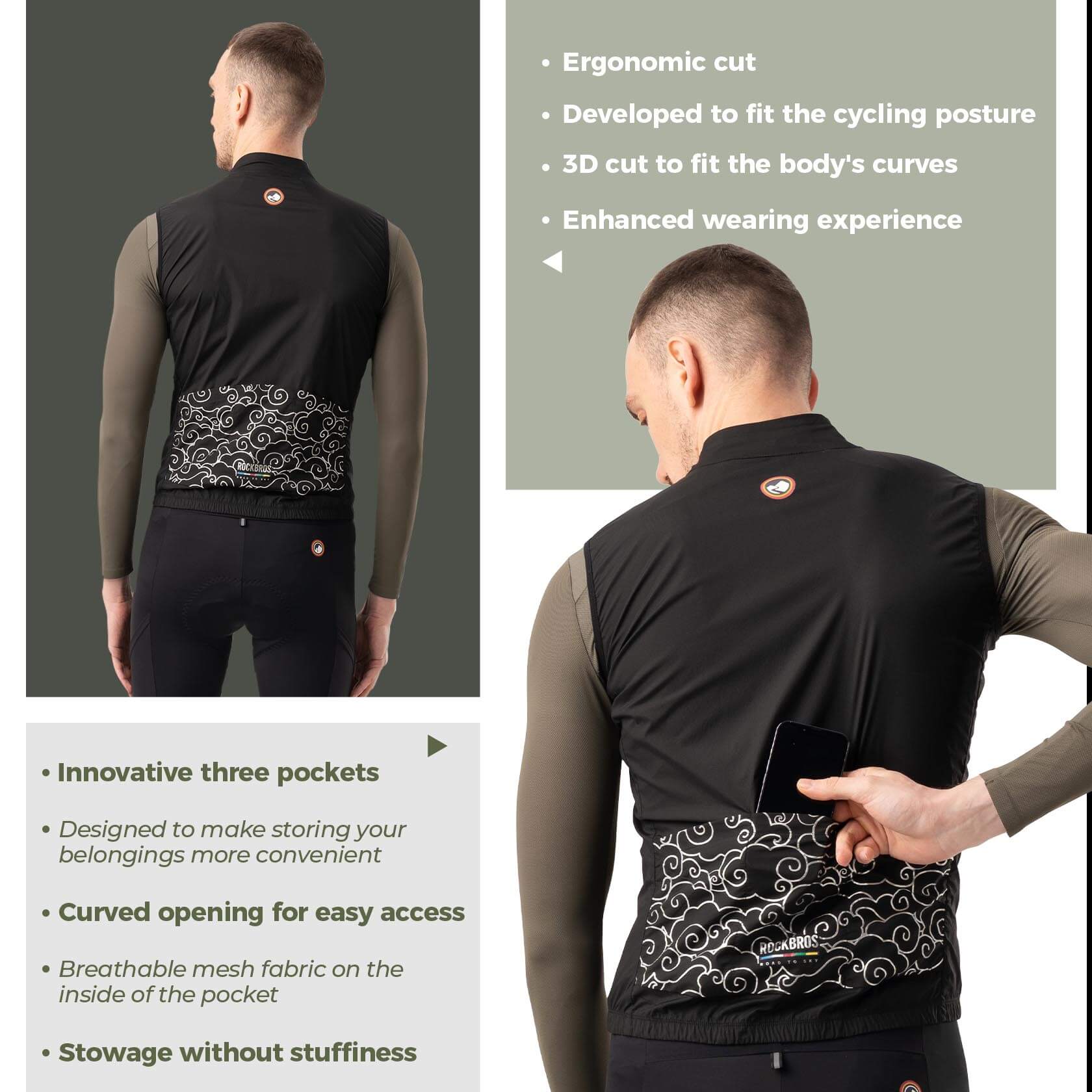 ROAD-TO-SKY lightweight windproof cycling vest for road biking