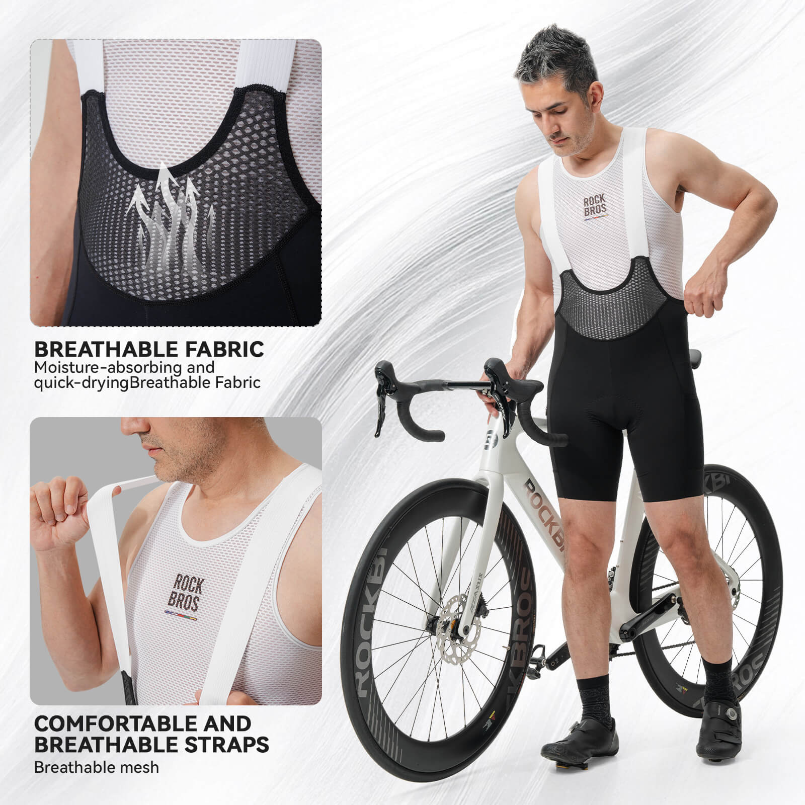 ROCKBROS ROAD-TO-SKY cycling shorts made from high-elastic nylon-elastane blend for snug fit