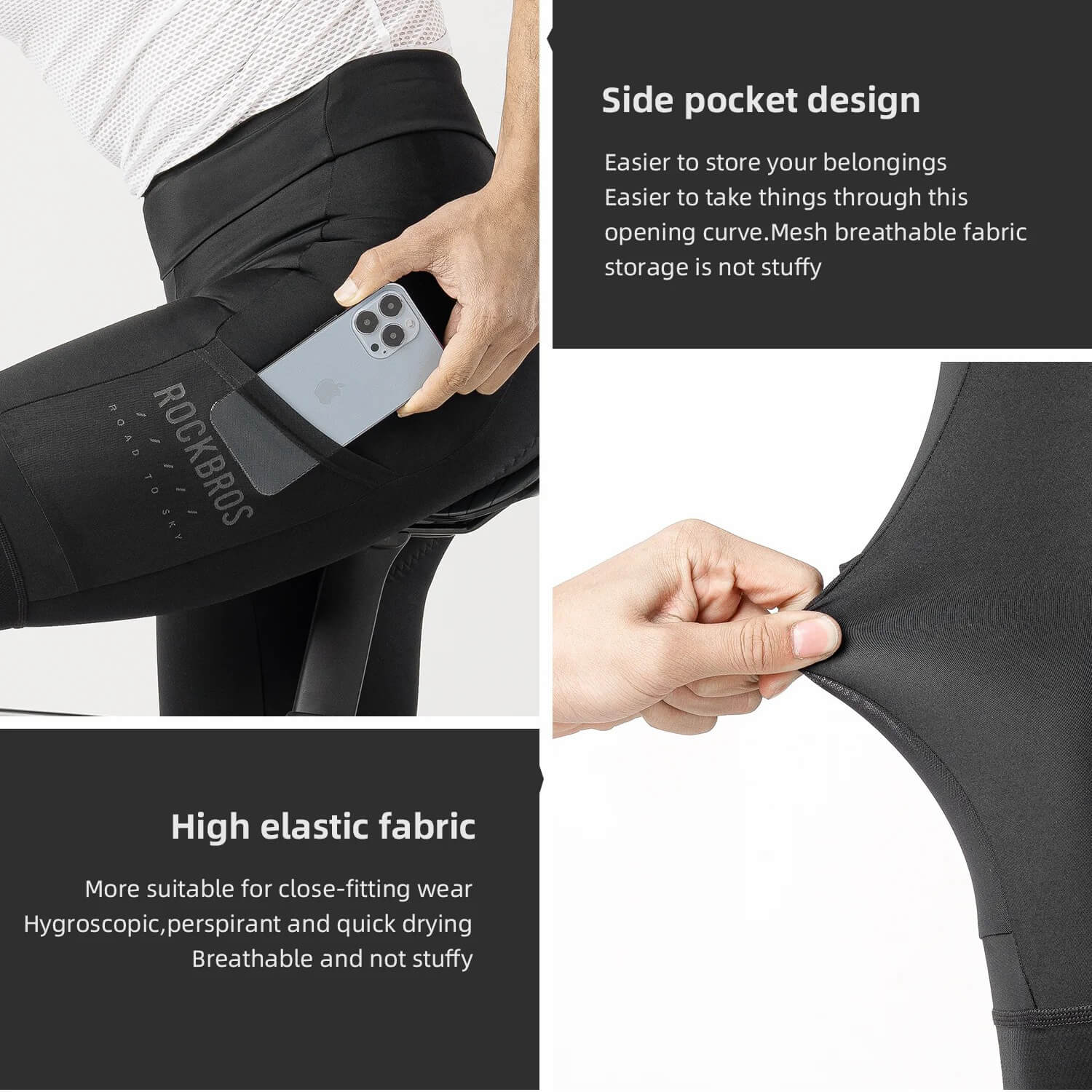 ROCKBROS cycling shorts made of high-elasticity breathable fabric for quick-drying comfort