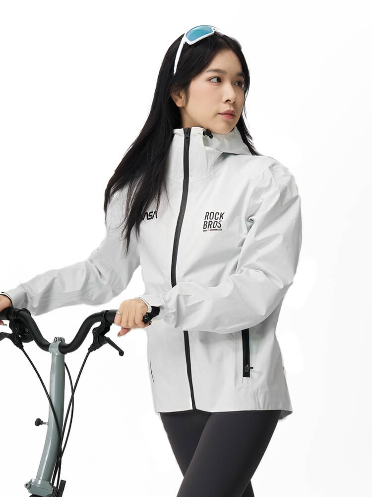 ROCKBROS ROAD-TO-SKY unisex waterproof cycling rain jacket, windproof bike coat for commuting and outdoor riding
#Color_White