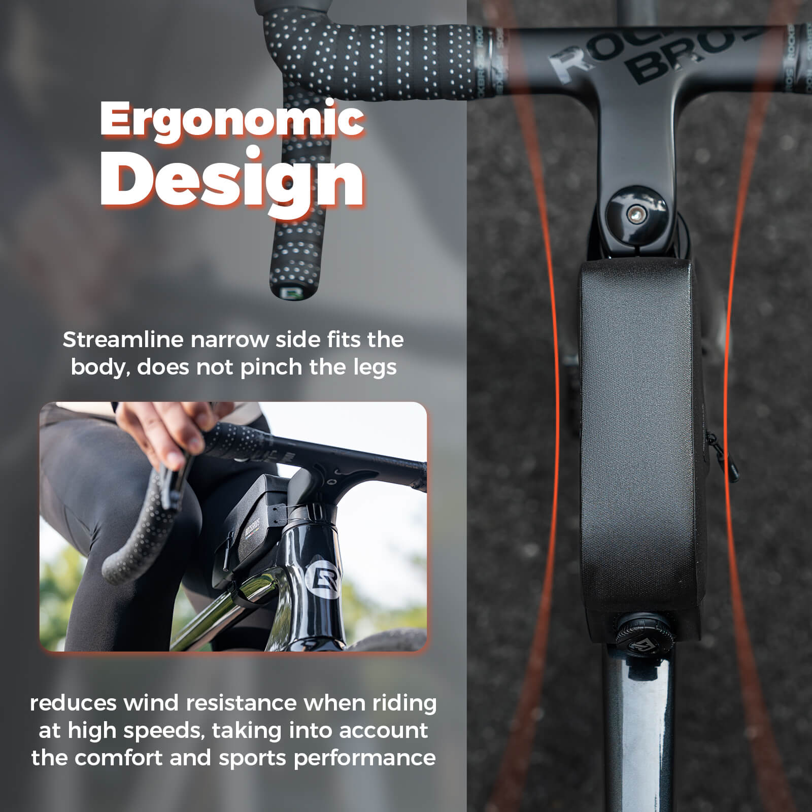 ROCKBROS Road To Sky 100% waterproof magnetic top tube bike frame bag 0.6L 0.9L for cycling