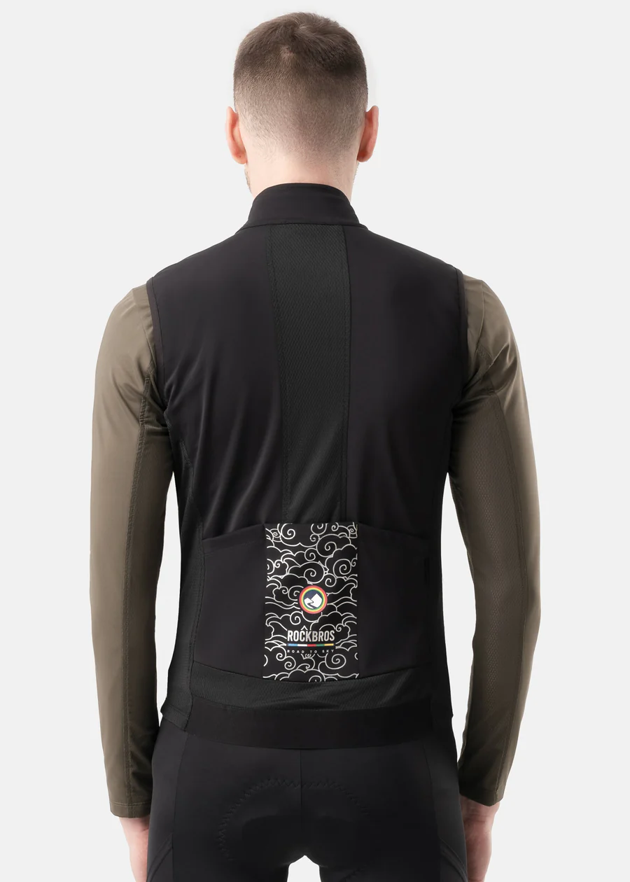 ROCKBROS ROAD-TO-SKY windproof warm cycling vest for men and women breathable thermal bike vest
#Color_Black
