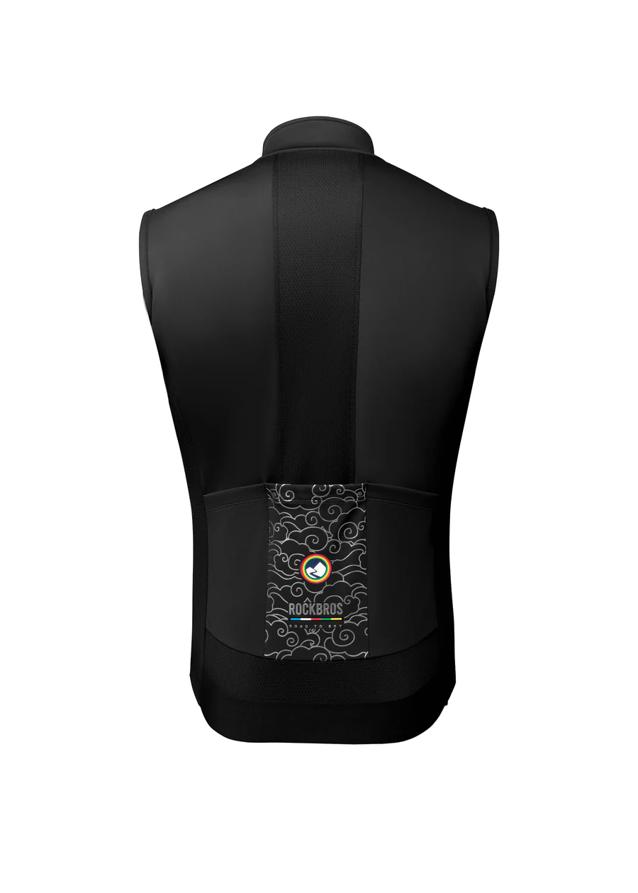 ROCKBROS ROAD-TO-SKY windproof warm cycling vest for men and women breathable thermal bike vest
#Color_Black
