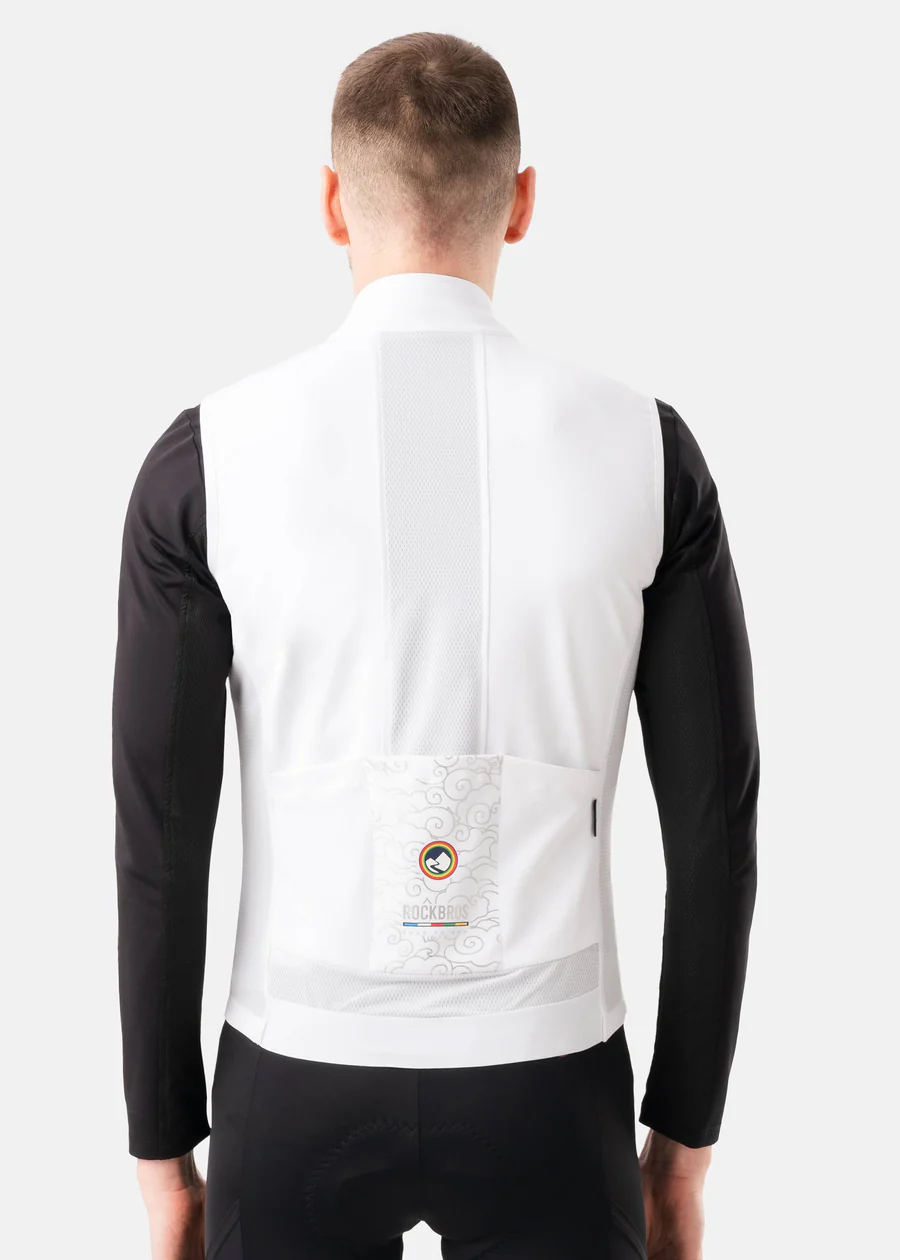 ROCKBROS ROAD-TO-SKY windproof warm cycling vest for men and women breathable thermal bike vest
#Color_White