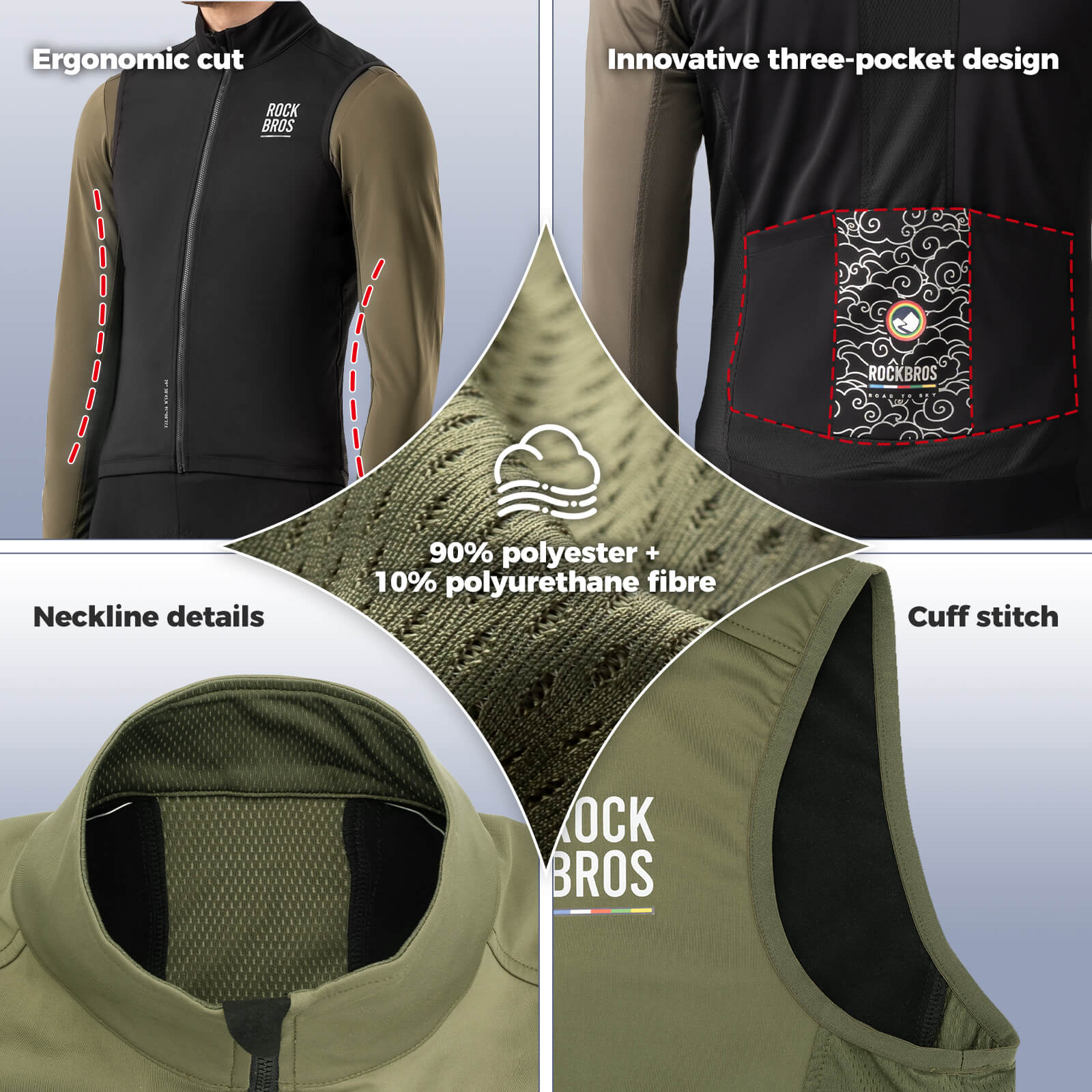 Breathable sleeveless cycling vest with moisture-wicking fabric for flexible fit and comfort on road bike rides