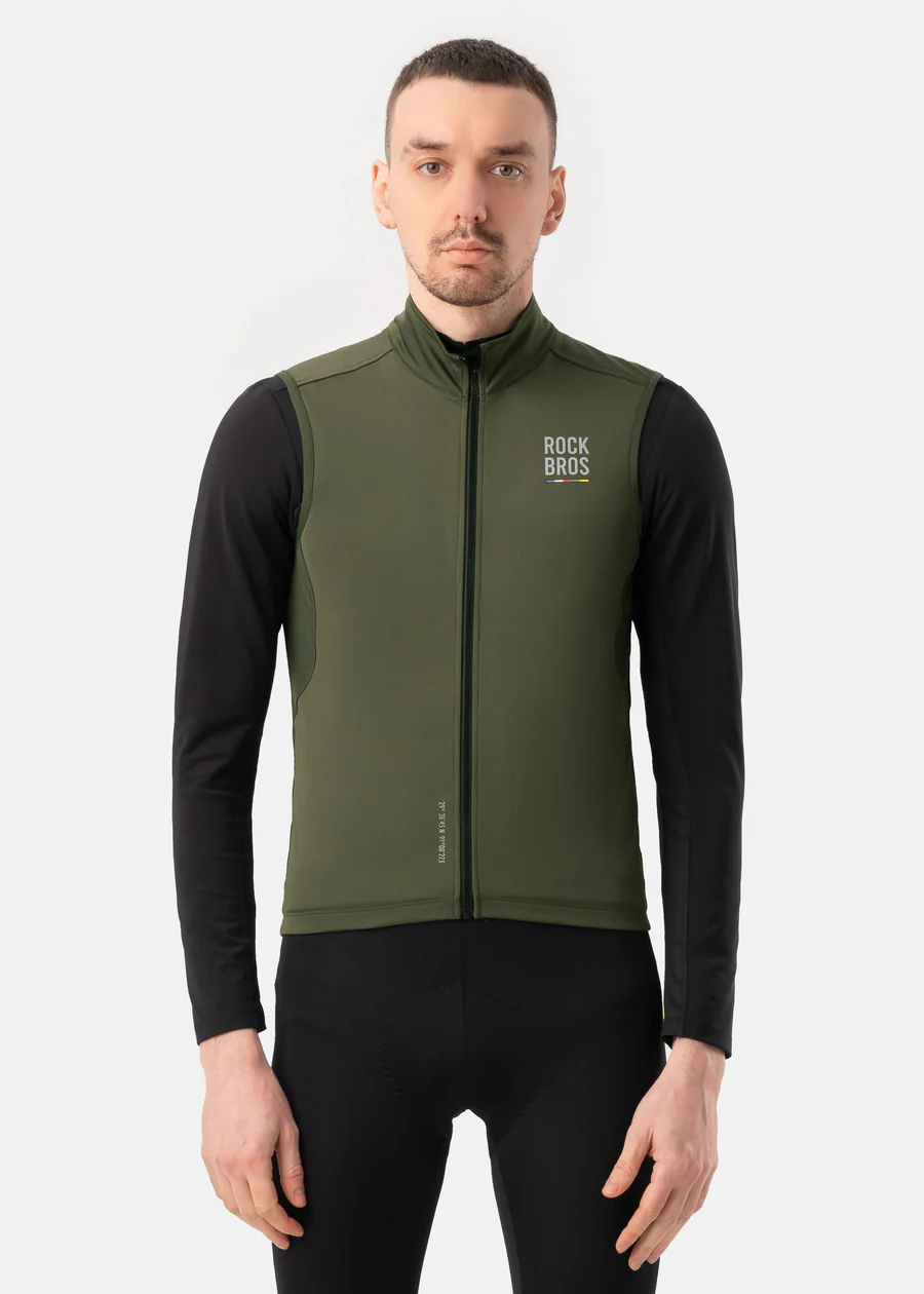 ROCKBROS ROAD-TO-SKY windproof warm cycling vest for men and women breathable thermal bike vest
#Color_Green