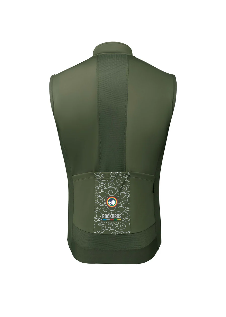 ROCKBROS ROAD-TO-SKY windproof warm cycling vest for men and women breathable thermal bike vest
#Color_Green