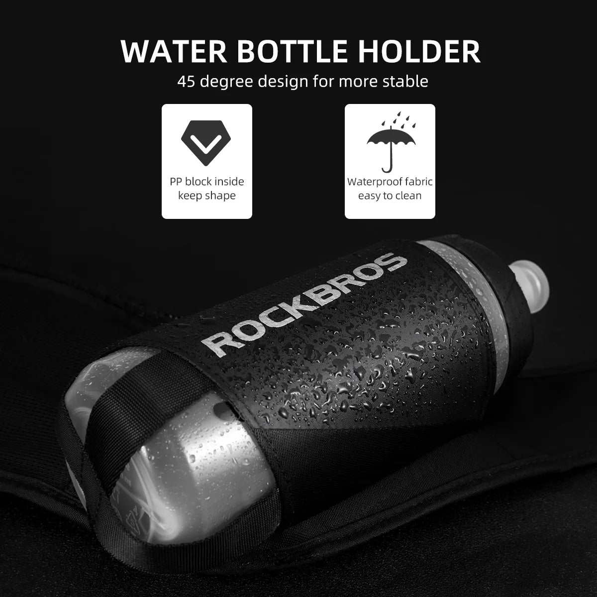 ROCKBROS running hydration belt with an adjustable waist strap, phone storage and reflective details