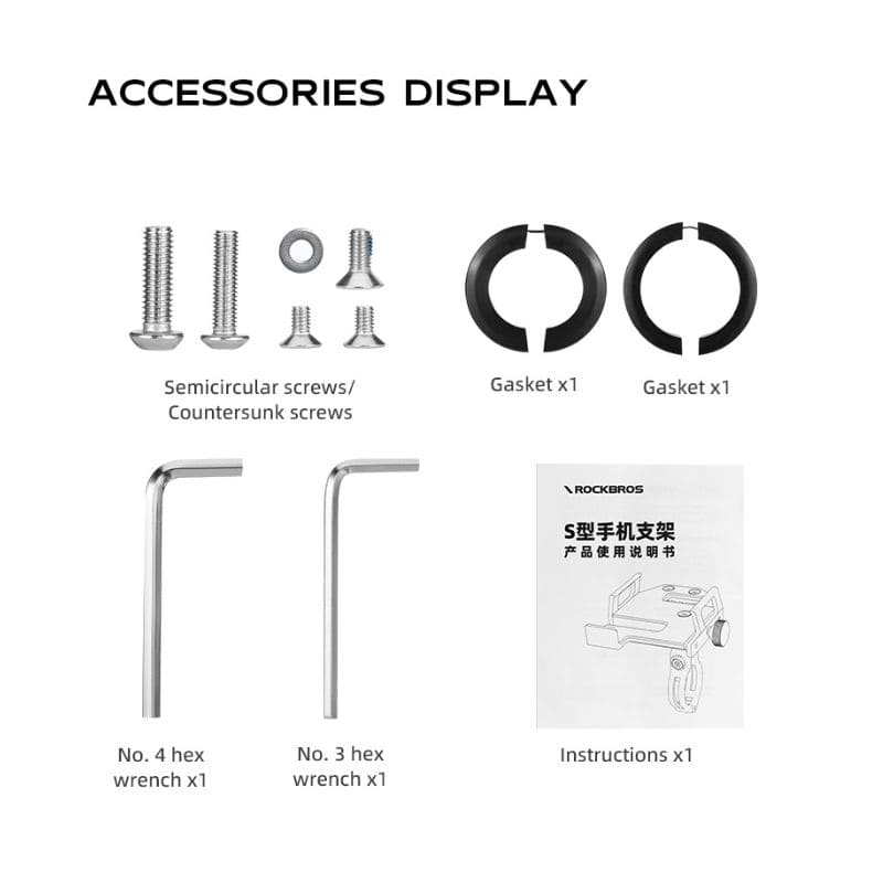 ROCKBROS Bike Phone Mount with Complete Accessories & Installation Hardware Kit