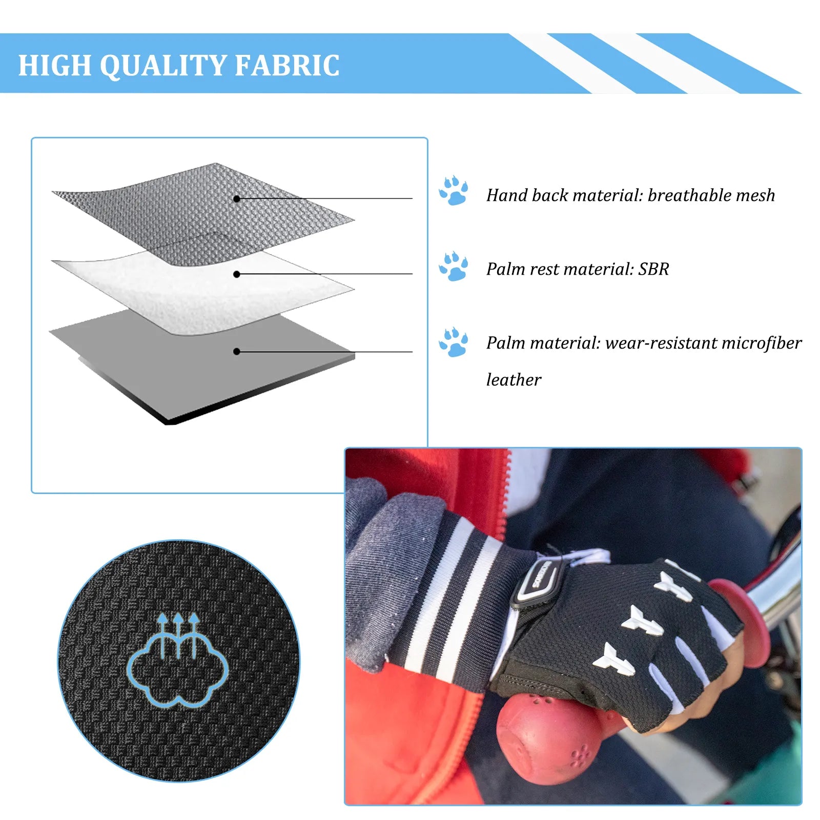 ROCKBROS S145 kids padded cycling gloves with shock-absorbing protection and non-slip grip