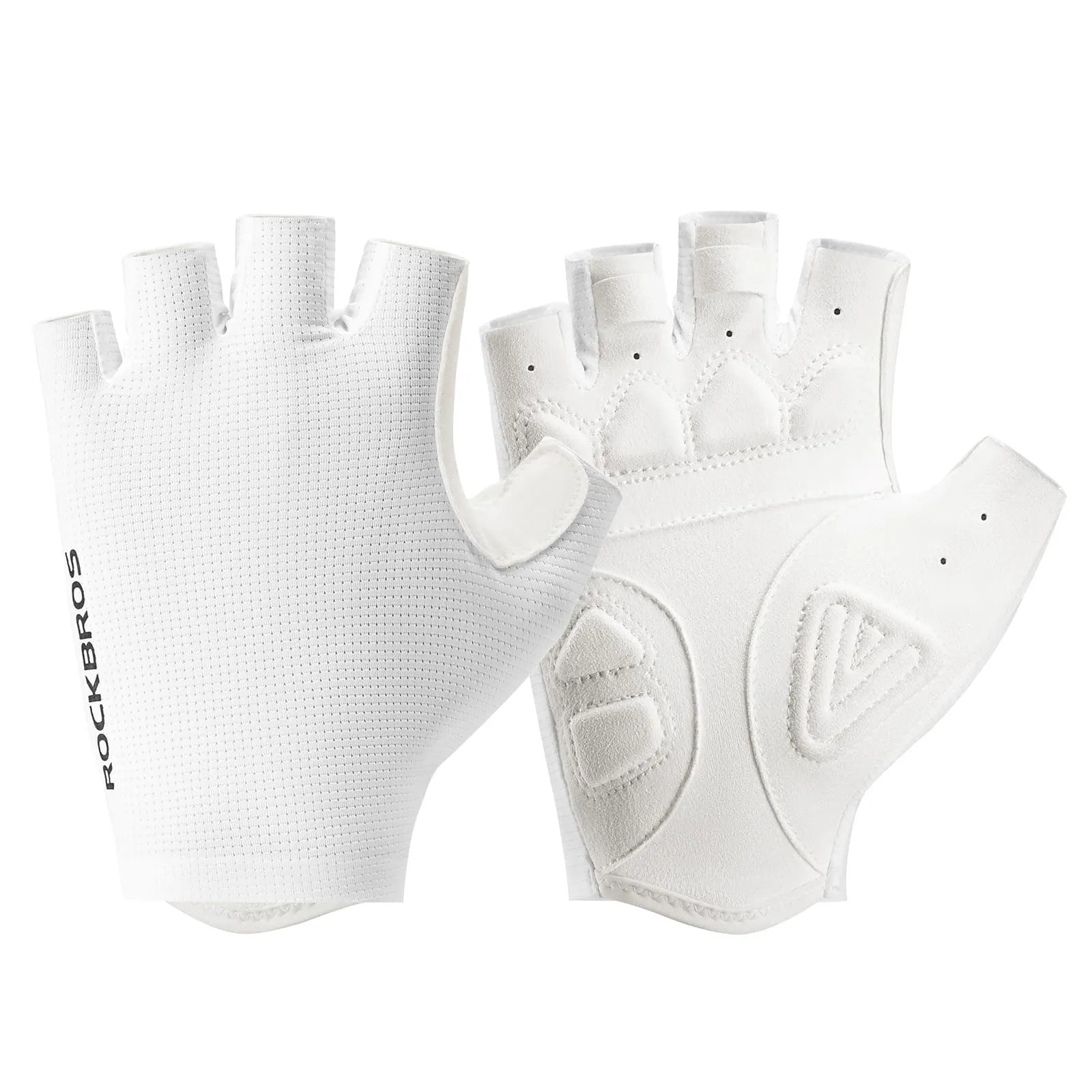 rockbros solid color short finger cycling gloves breathable anti-slip lightweight for commuting training and daily riding
#Color_White