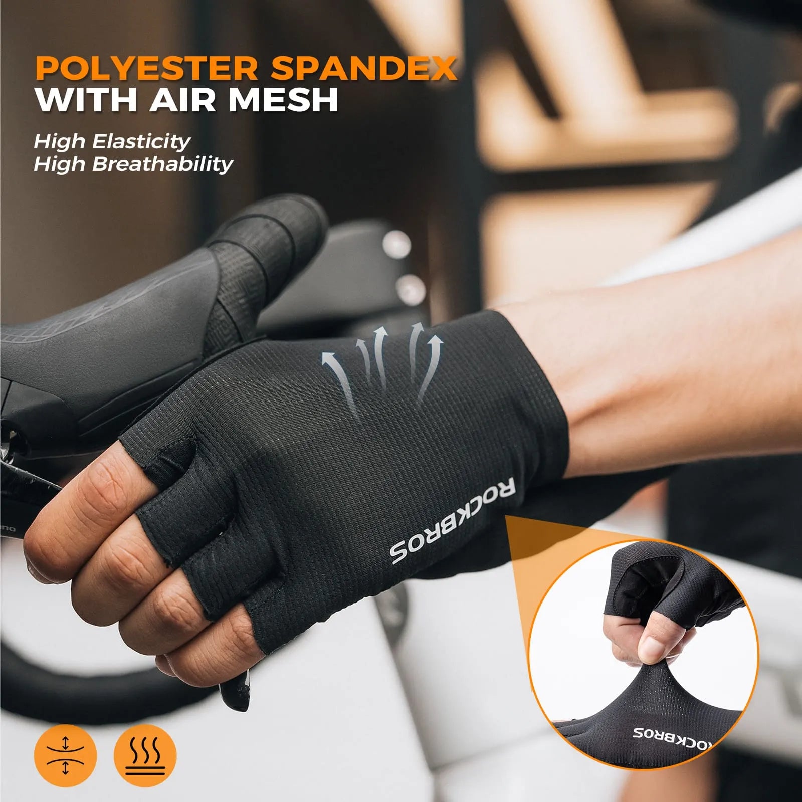 rockbros solid color short finger cycling gloves breathable anti-slip lightweight for commuting training and daily riding