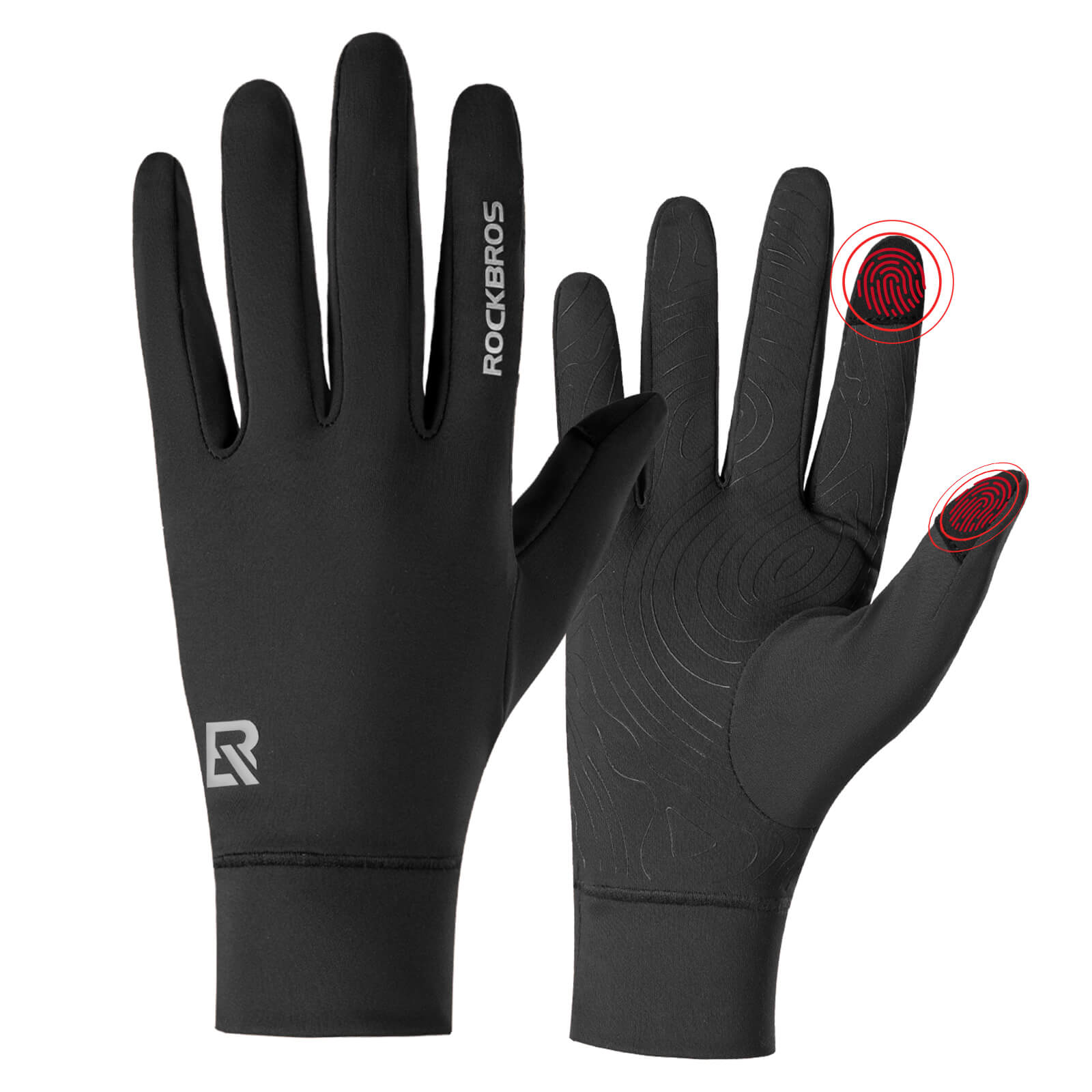 ROCKBROS S400 full finger winter cycling gloves with fleece lining and ergonomic design
#Color_Black