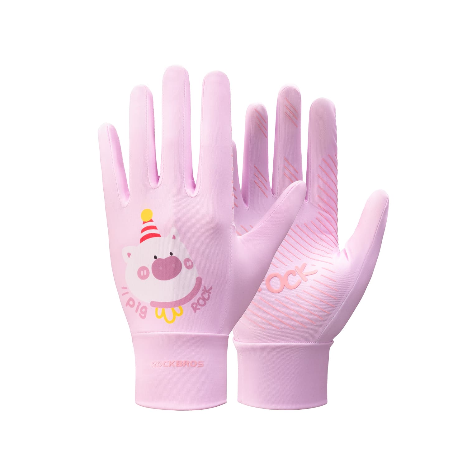 rockbros kids sun protection cycling gloves upf50+ breathable anti-slip for outdoor riding and daily use
#Color_Pink Pig