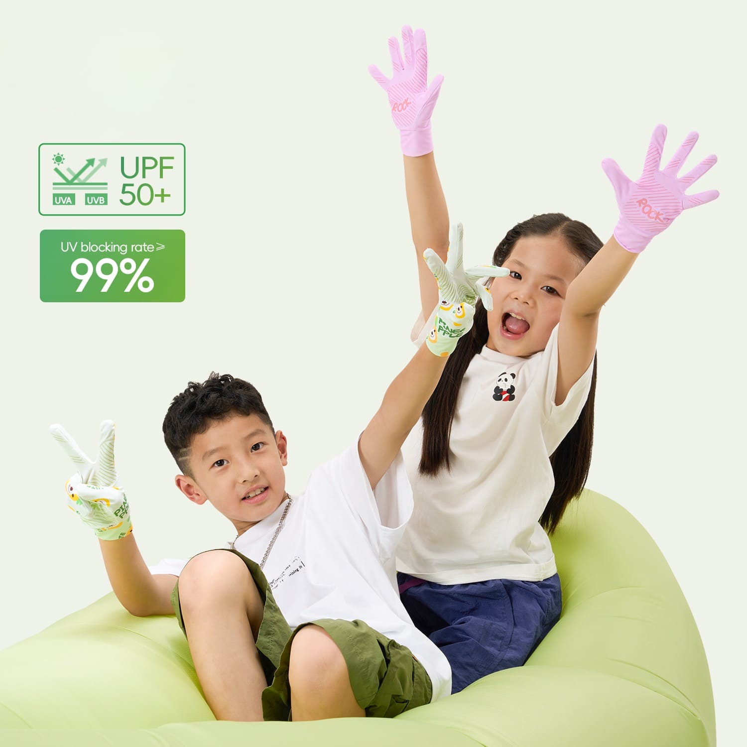 rockbros kids sun protection cycling gloves upf50+ breathable anti-slip for outdoor riding and daily use