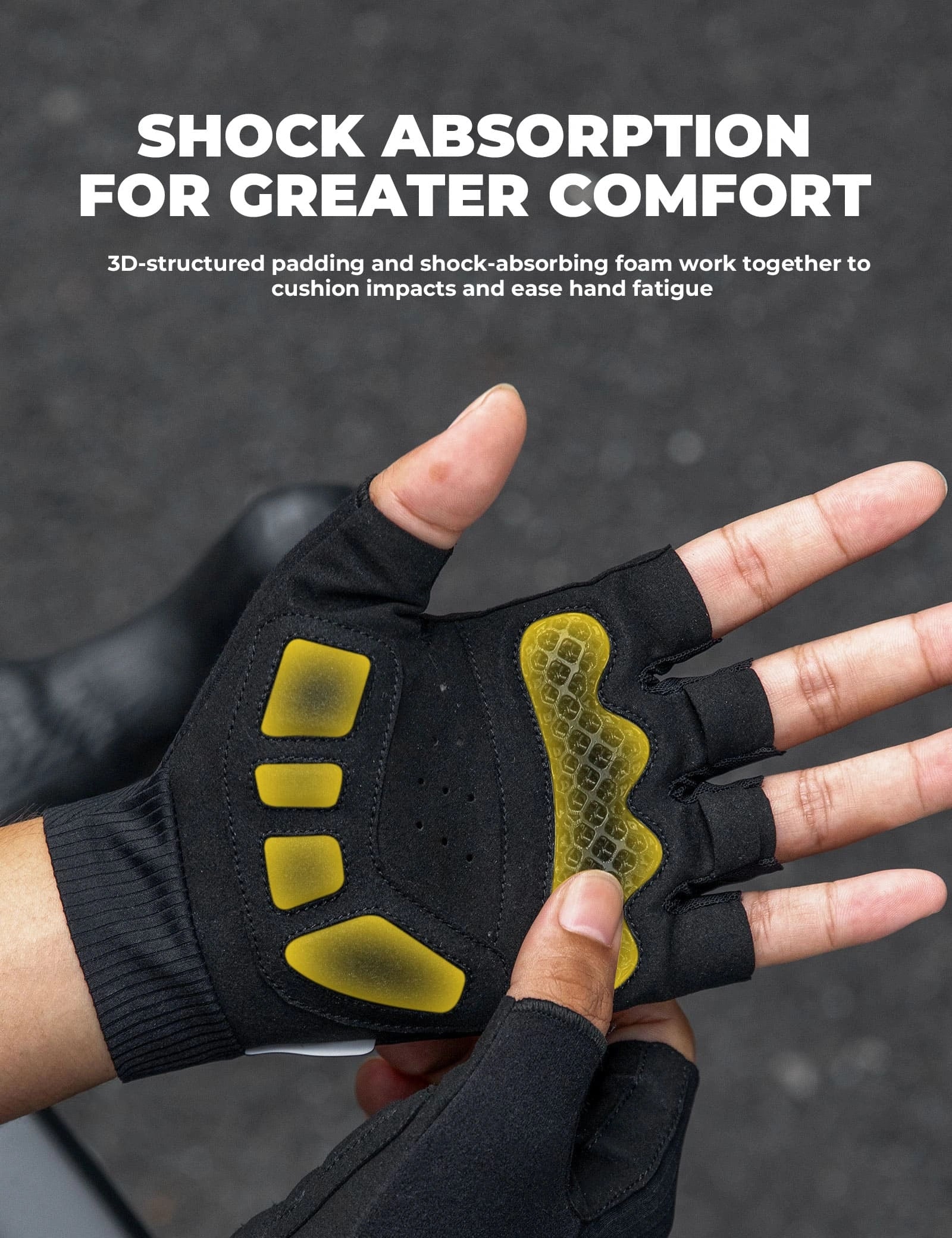 rockbros 3d printed palm pad cycling gloves shock absorbing breathable anti-slip for road cycling
