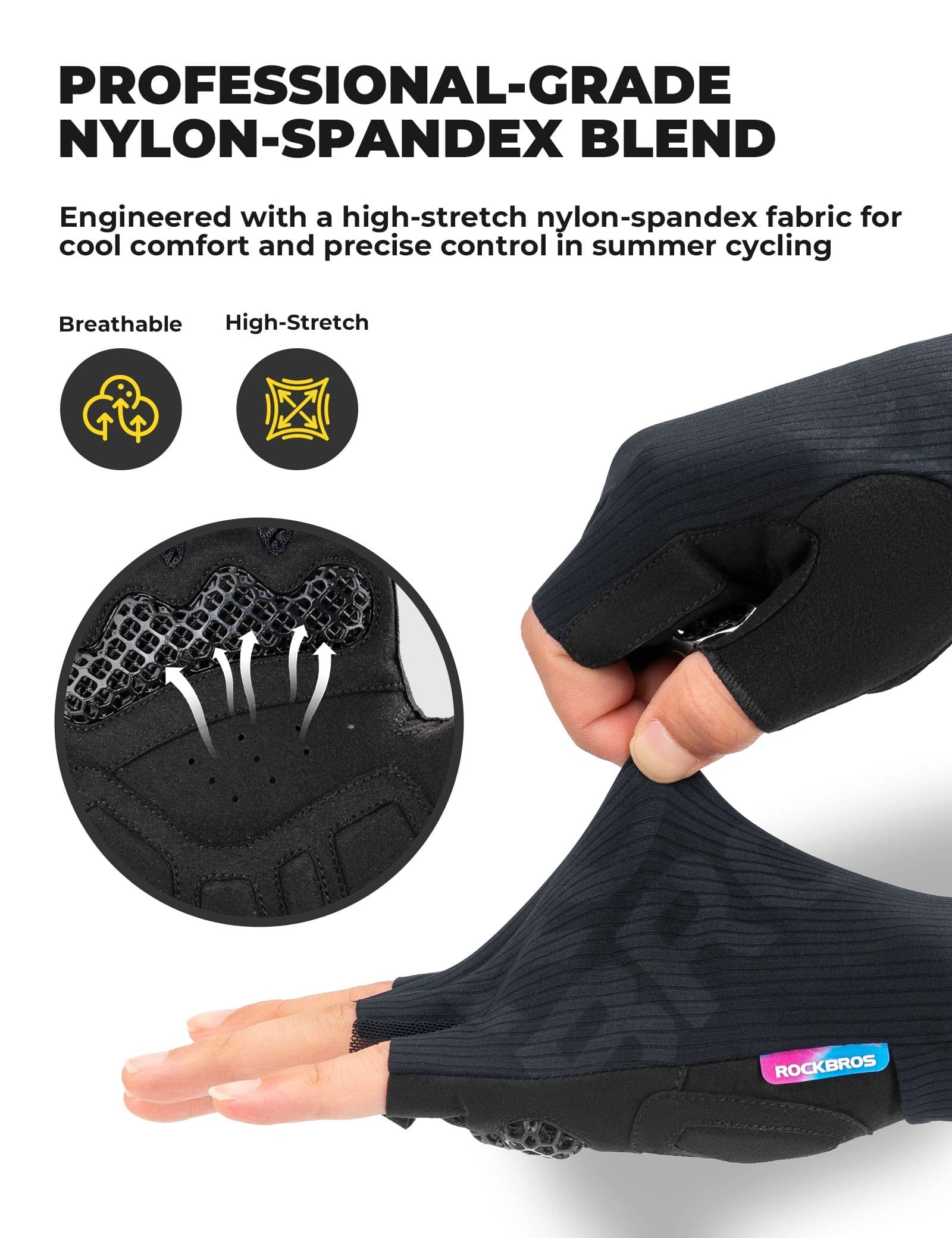 rockbros 3d printed palm pad cycling gloves shock absorbing breathable anti-slip for road cycling