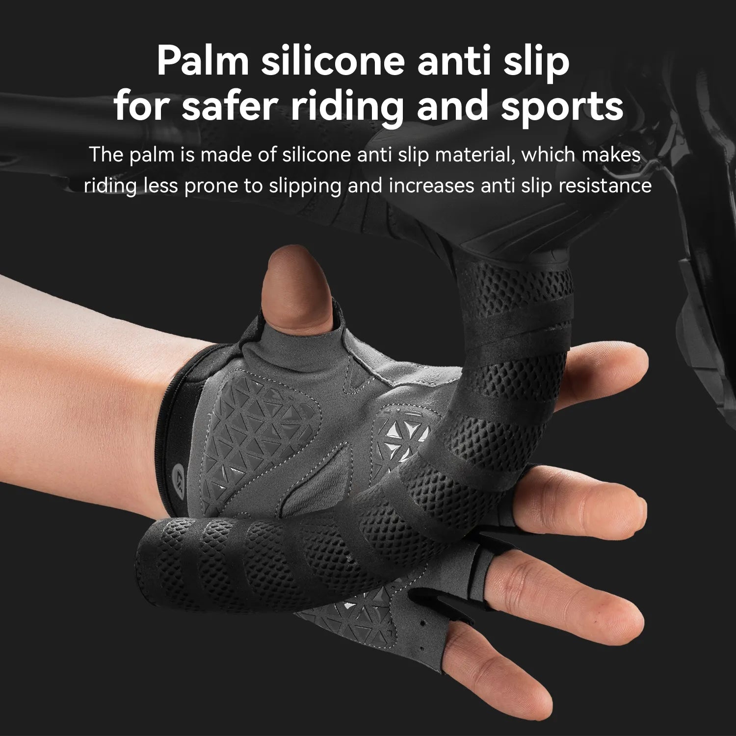 ROCKBROS S424 Half Finger Cycling Gloves with Ergonomic SBR Shock-Absorbing Padding