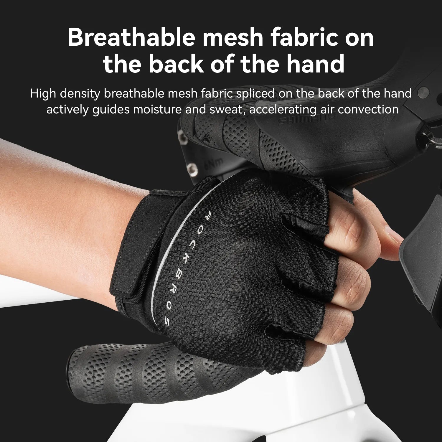 ROCKBROS S424 Half Finger Cycling Gloves with Ergonomic SBR Shock-Absorbing Padding