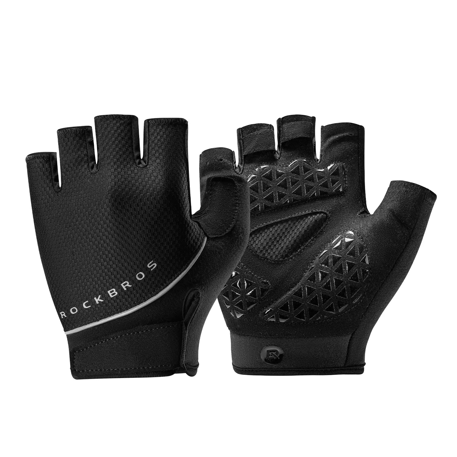 ROCKBROS S424 Half Finger Cycling Gloves with Ergonomic SBR Shock-Absorbing Padding
#Color_Black