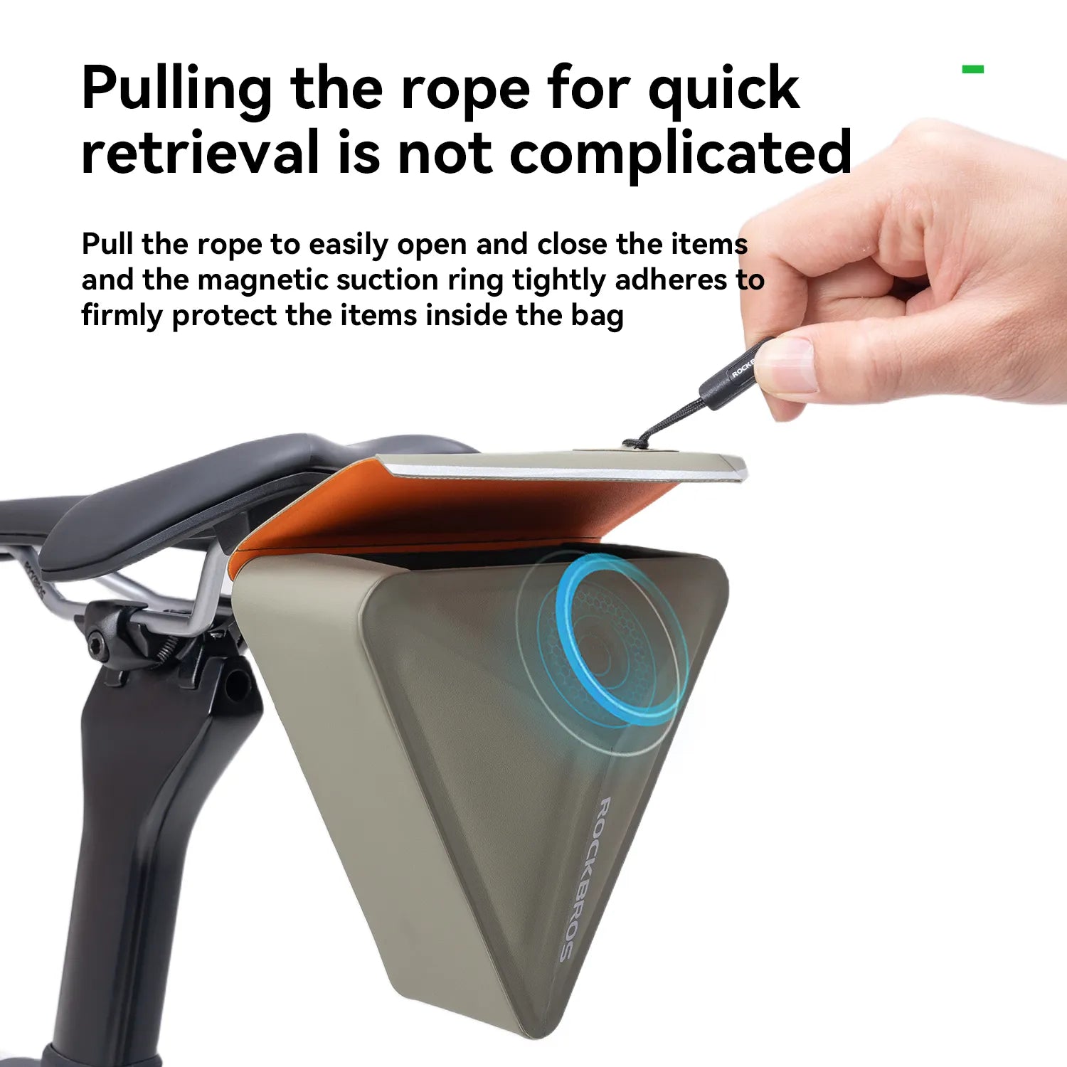 ROCKBROS SaddleMate quick-release magnetic bike saddle bag with waterproof TPU construction and 0.6L storage