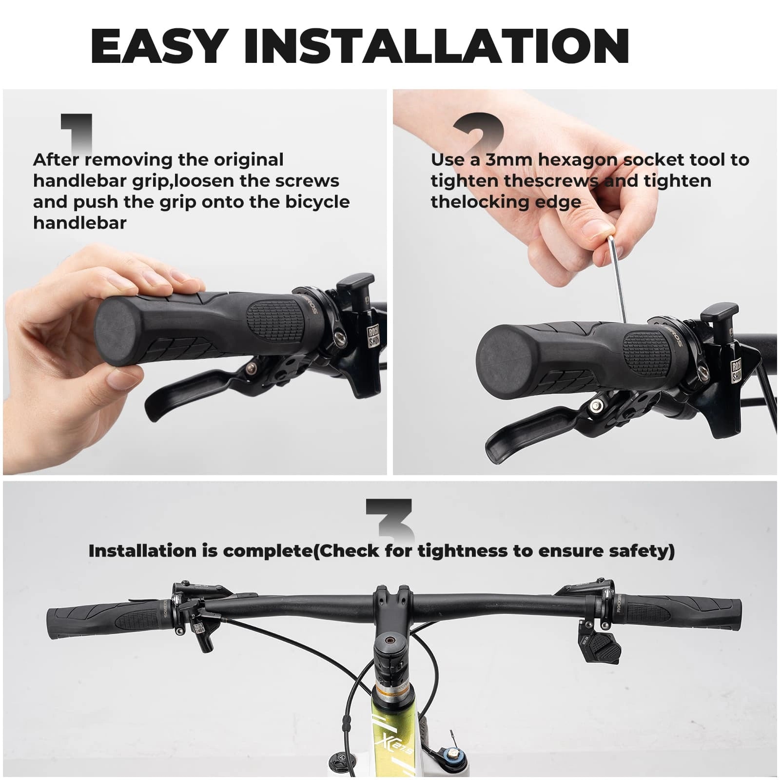 ROCKBROS Shock-Absorbing Gel Bike Grips with Ergonomic Palm Support for Comfortable Cycling