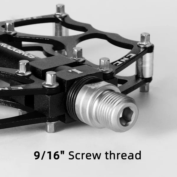 ROCKBROS Single Bearing Aluminum Alloy Platform Pedals with Wide Anti-Slip Surface and 9/16 Inch Spindle
#Color_Black