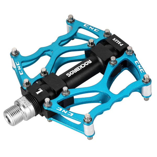 ROCKBROS Single Bearing Aluminum Alloy Platform Pedals with Wide Anti-Slip Surface and 9/16 Inch Spindle
#Color_Blue