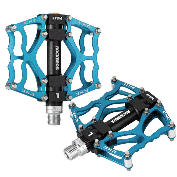 ROCKBROS Single Bearing Aluminum Alloy Platform Pedals with Wide Anti-Slip Surface and 9/16 Inch Spindle
#Color_Blue