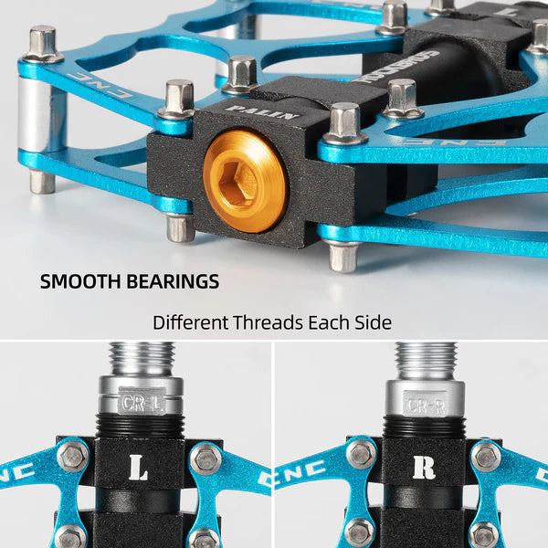 ROCKBROS Single Bearing Aluminum Alloy Platform Pedals with Wide Anti-Slip Surface and 9/16 Inch Spindle
#Color_Blue