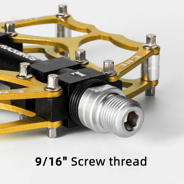 ROCKBROS Single Bearing Aluminum Alloy Platform Pedals with Wide Anti-Slip Surface and 9/16 Inch Spindle
#Color_Gold