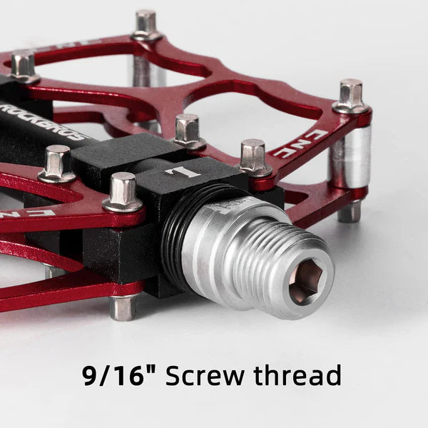 ROCKBROS Single Bearing Aluminum Alloy Platform Pedals with Wide Anti-Slip Surface and 9/16 Inch Spindle
#Color_Red