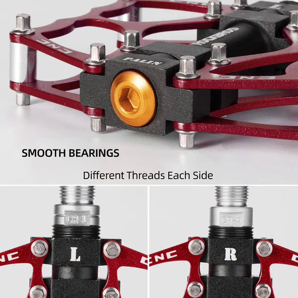 ROCKBROS Single Bearing Aluminum Alloy Platform Pedals with Wide Anti-Slip Surface and 9/16 Inch Spindle
#Color_Red
