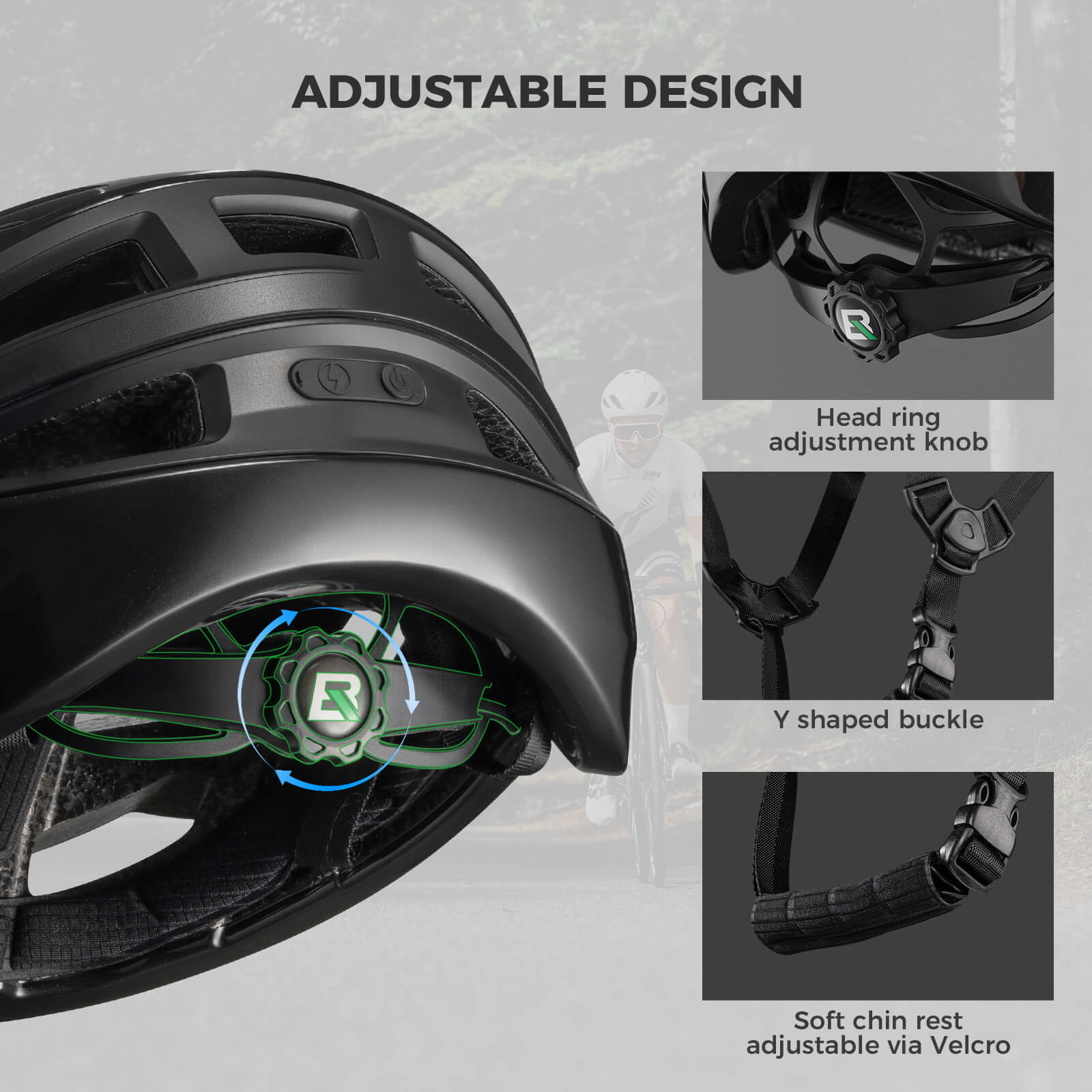 ROCKBROS smart bike helmet with LED front and rear lights and turn signals for night riding safety
