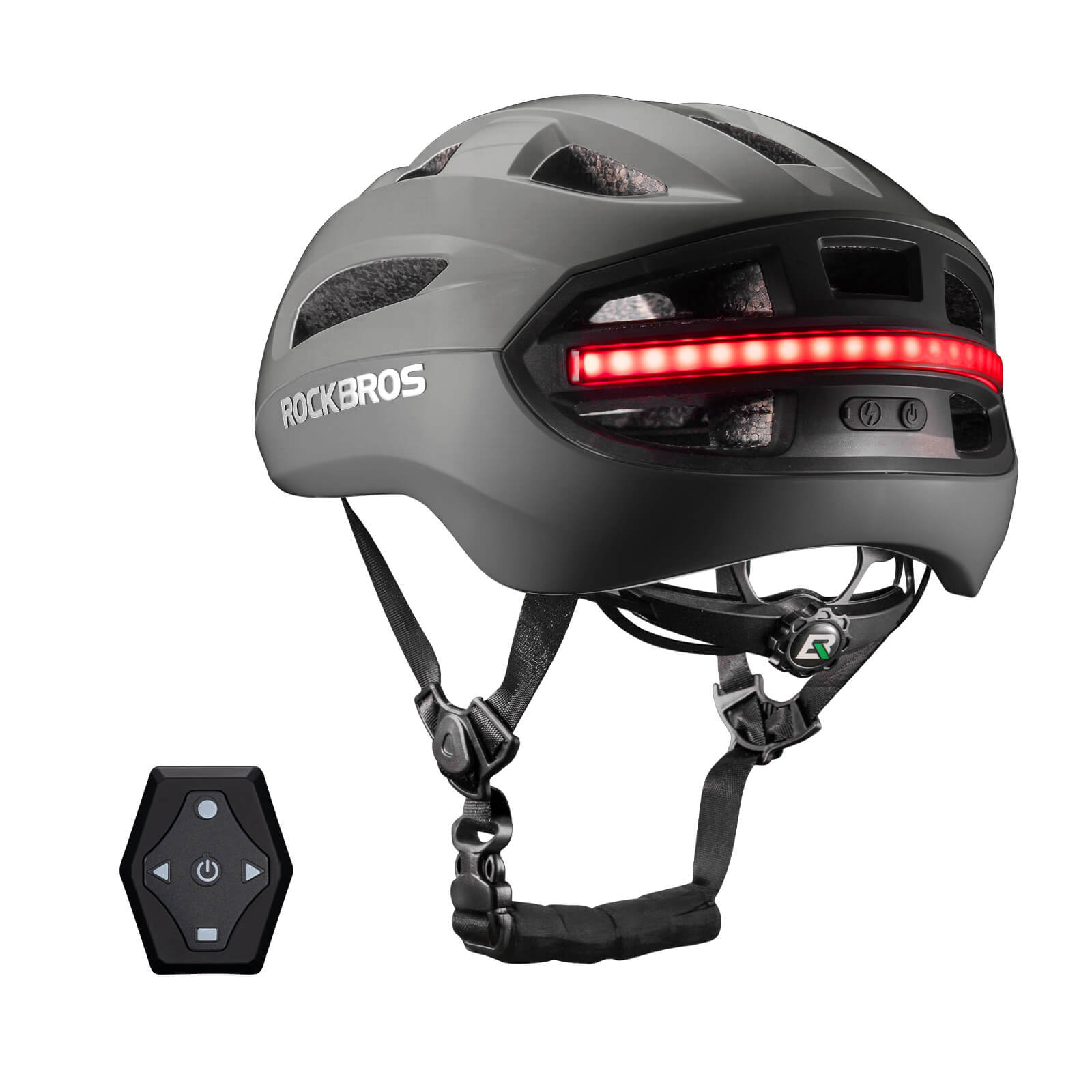 ROCKBROS smart bike helmet with LED front and rear lights and turn signals for night riding safety
#Color_Titanium
