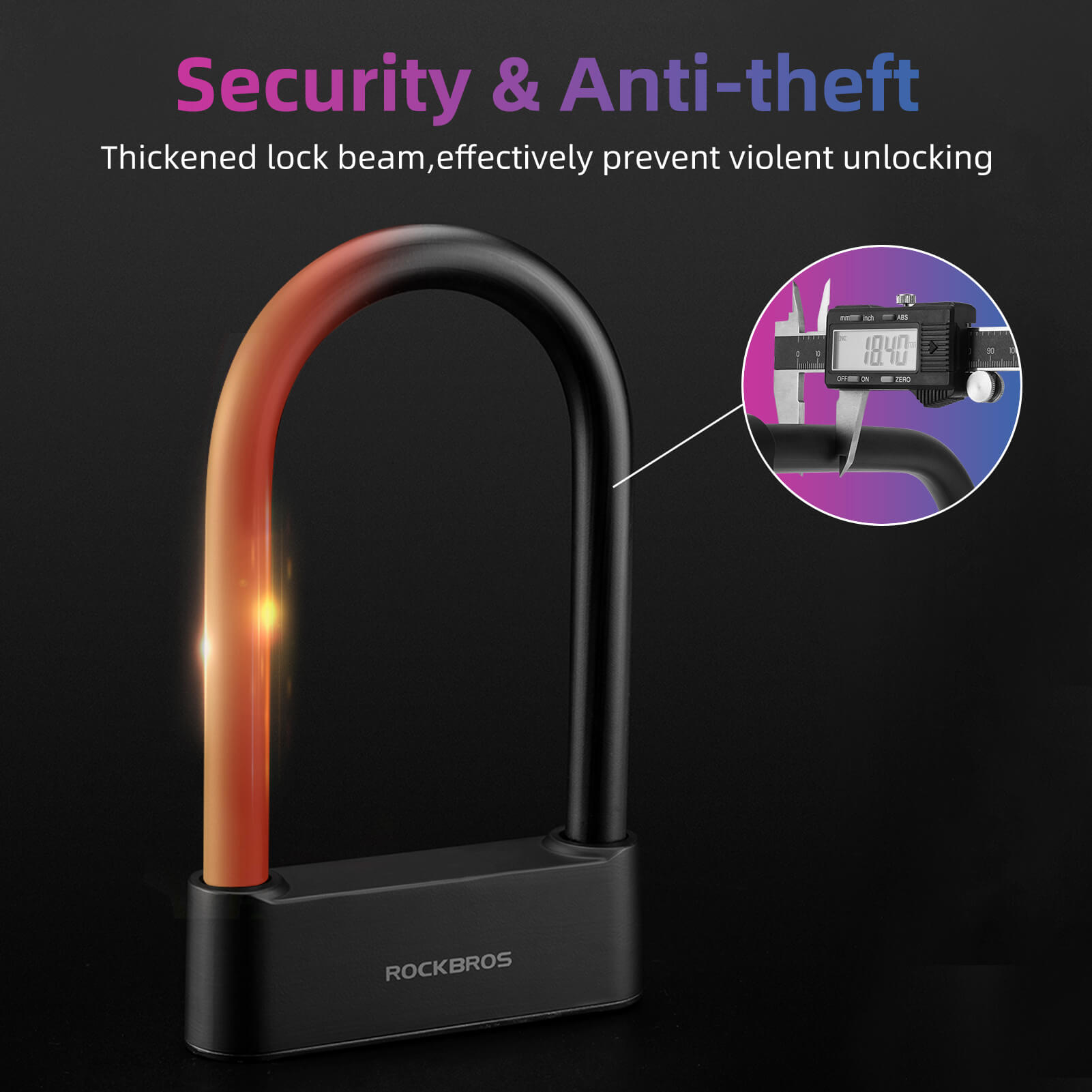 ROCKBROS Smart Bluetooth Fingerprint U Lock for Bikes