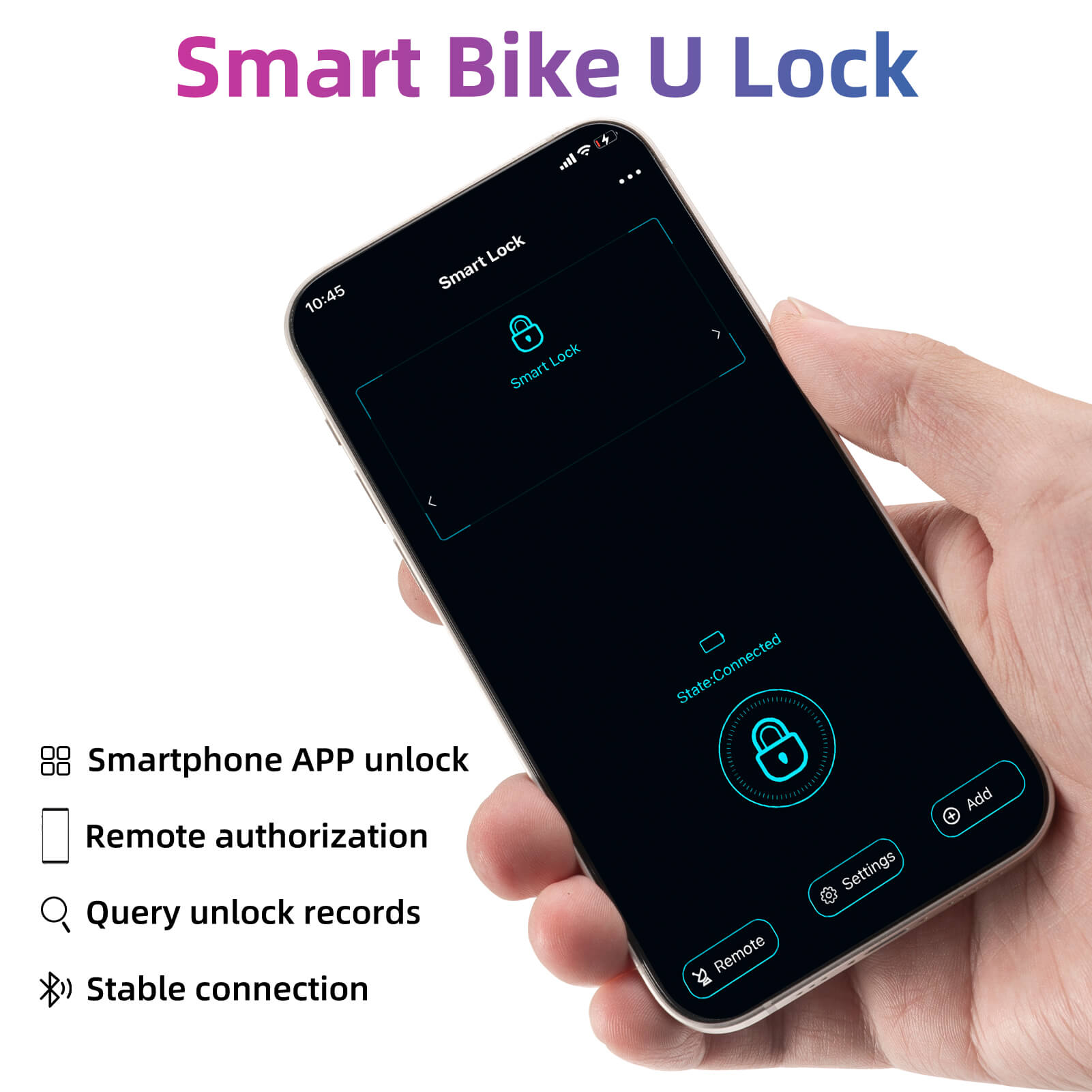 ROCKBROS Smart Bluetooth Fingerprint U Lock for Bikes