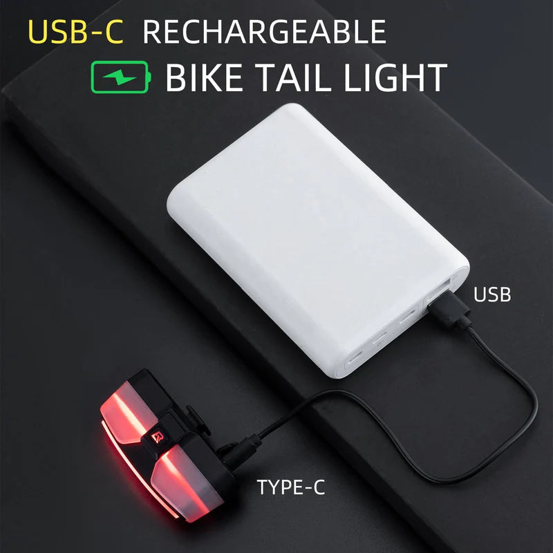 ROCKBROS Smart Bike Tail Light with Brake Sensing, Auto On/Off, and USB-C Rechargeable Battery
