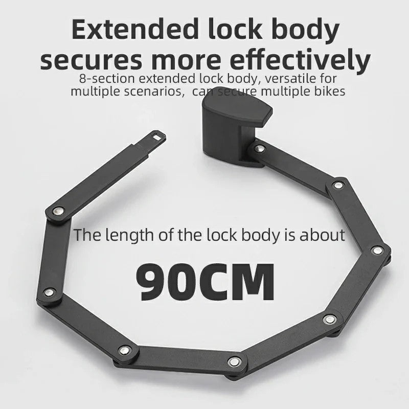 ROCKBROS Smart Fingerprint Folding Bike Lock with 3-in-1 Unlock Modes