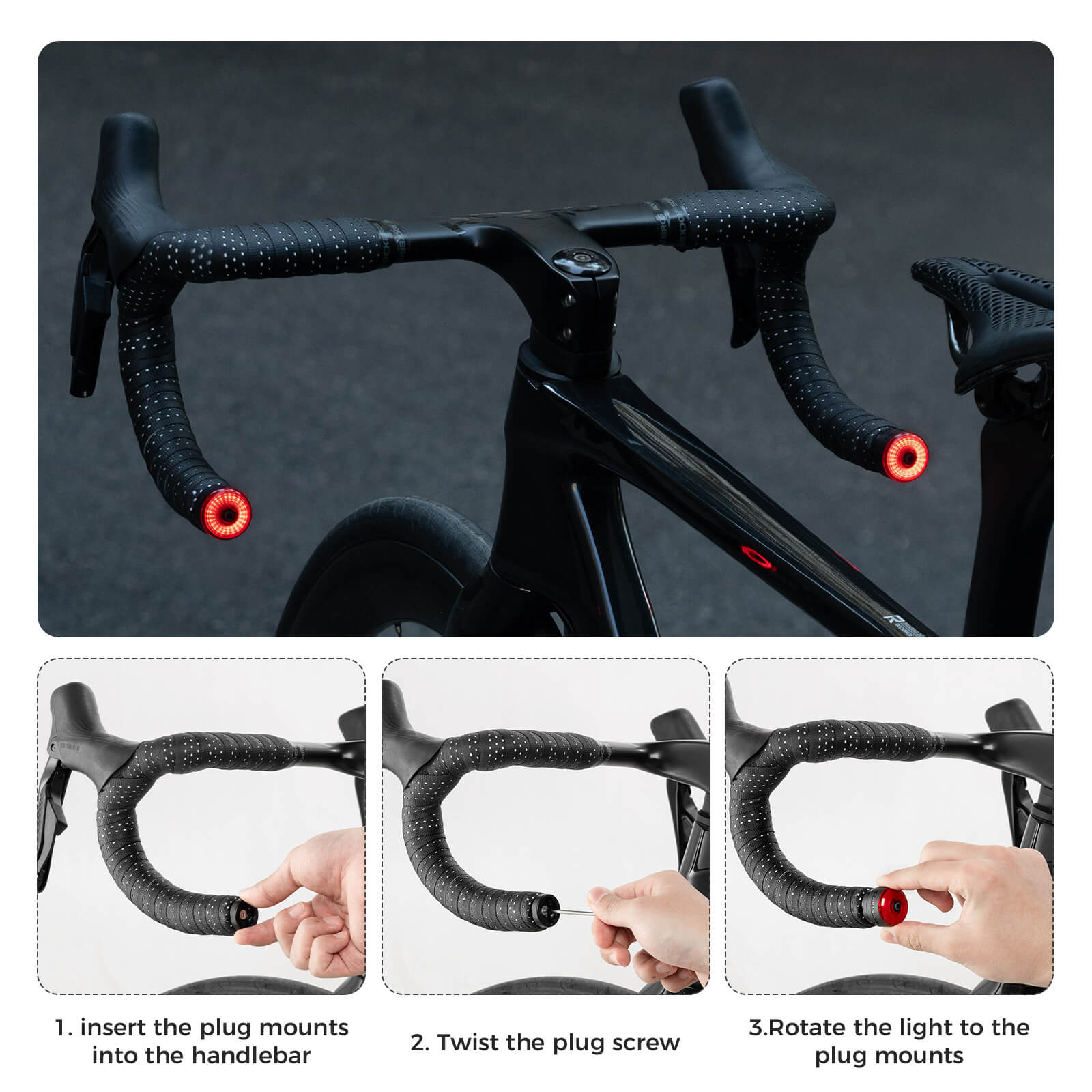 Smart bike handlebar plug with integrated rear light – ROCKBROS R0