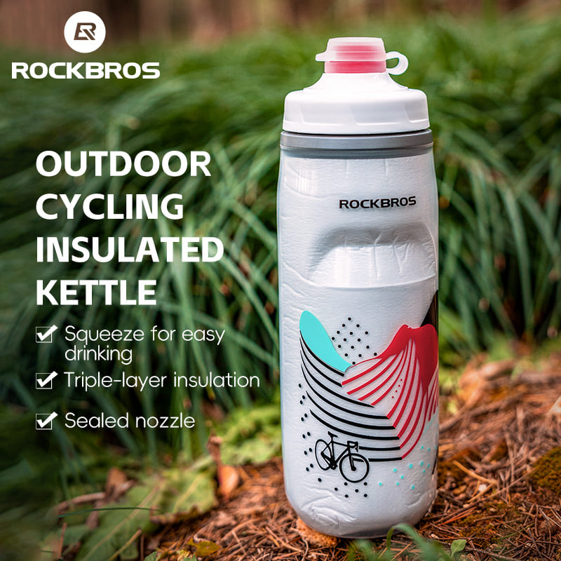 ROCKBROS Triple-Layer Insulated Outdoor Cycling Kettle Portable Squeeze Bike Water Bottle