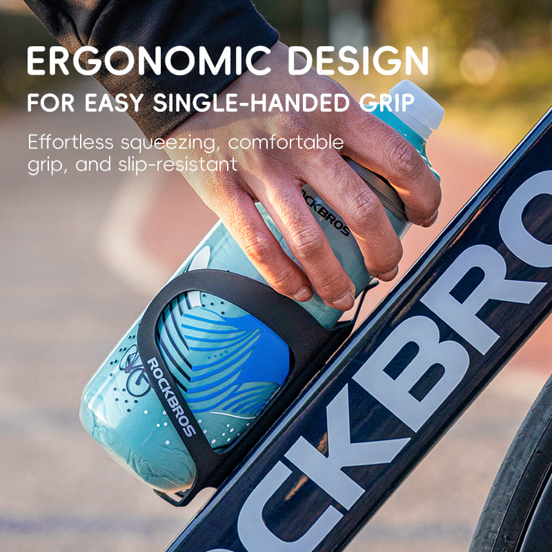 ROCKBROS Ergonomic Anti-Slip Cycling Water Bottle Single-Handed Grip Bike Bottle