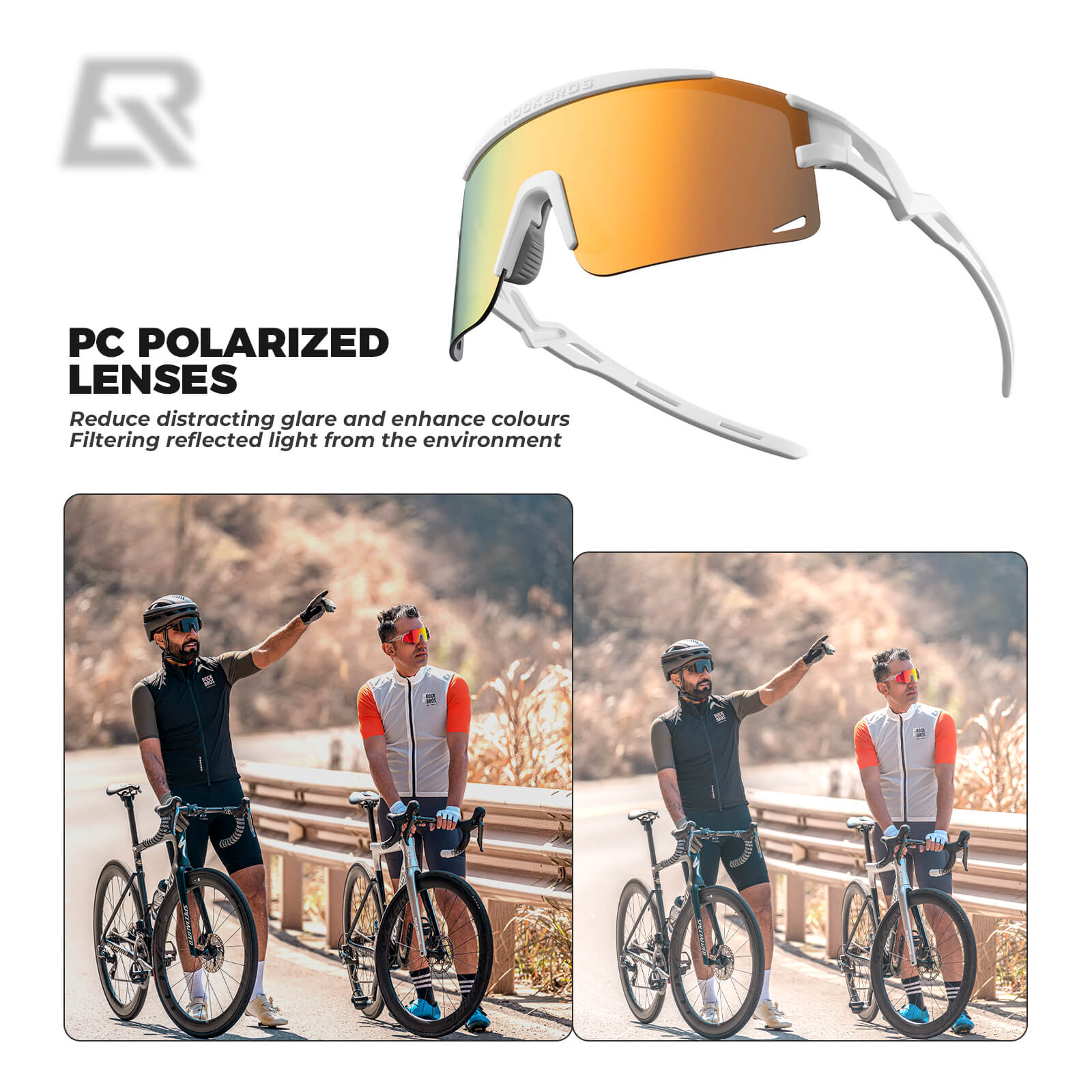ROCKBROS Half Frame Polarized Sports Sunglasses with UV protection and lightweight TR90 frame