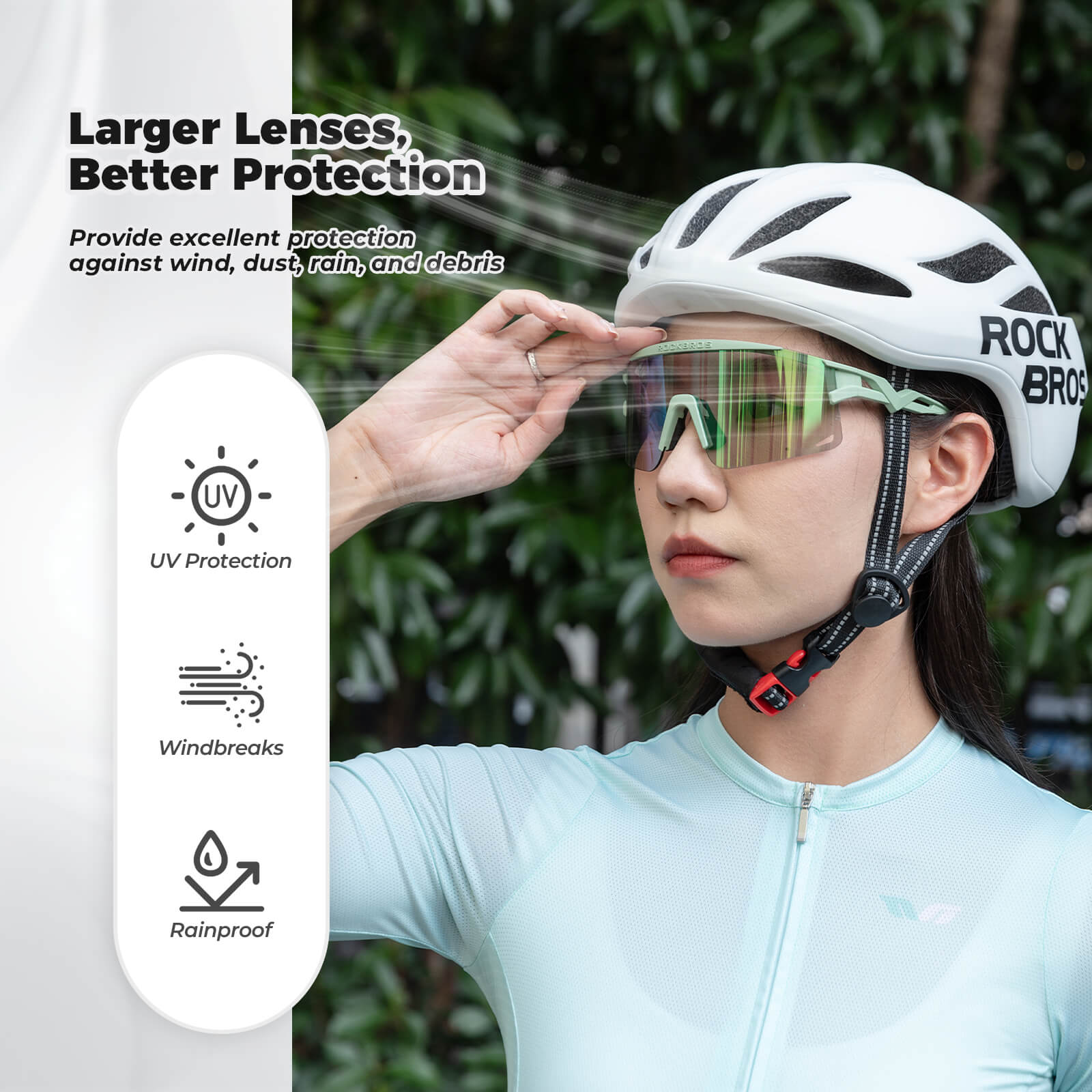 ROCKBROS Half Frame Polarized Sports Sunglasses with UV protection and lightweight TR90 frame