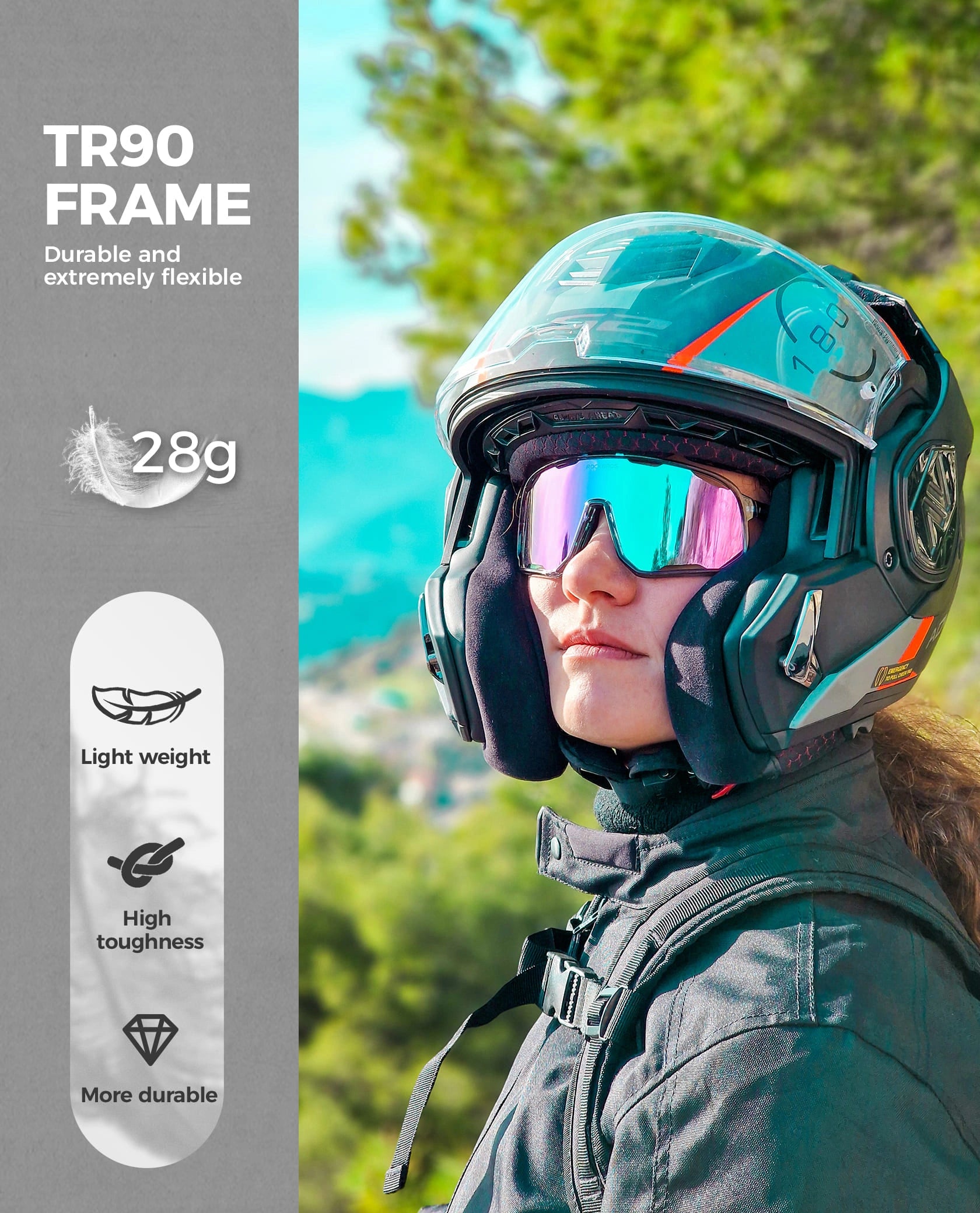 ROCKBROS SP351 Windproof Cycling Sunglasses with Polarized UV400 Lenses and Lightweight TR90 Frame