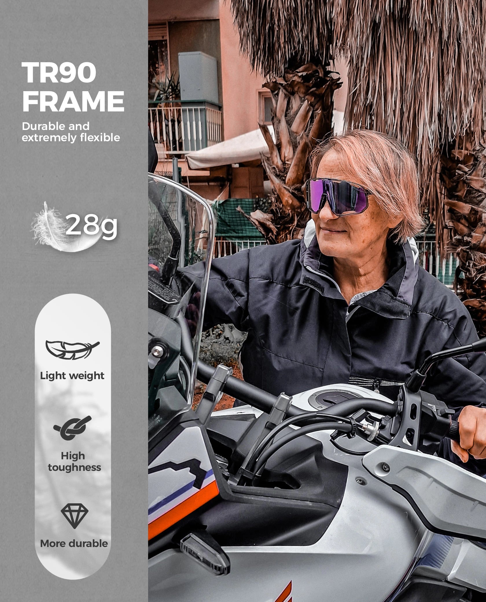 ROCKBROS SP351 Windproof Cycling Sunglasses with Polarized UV400 Lenses and Lightweight TR90 Frame