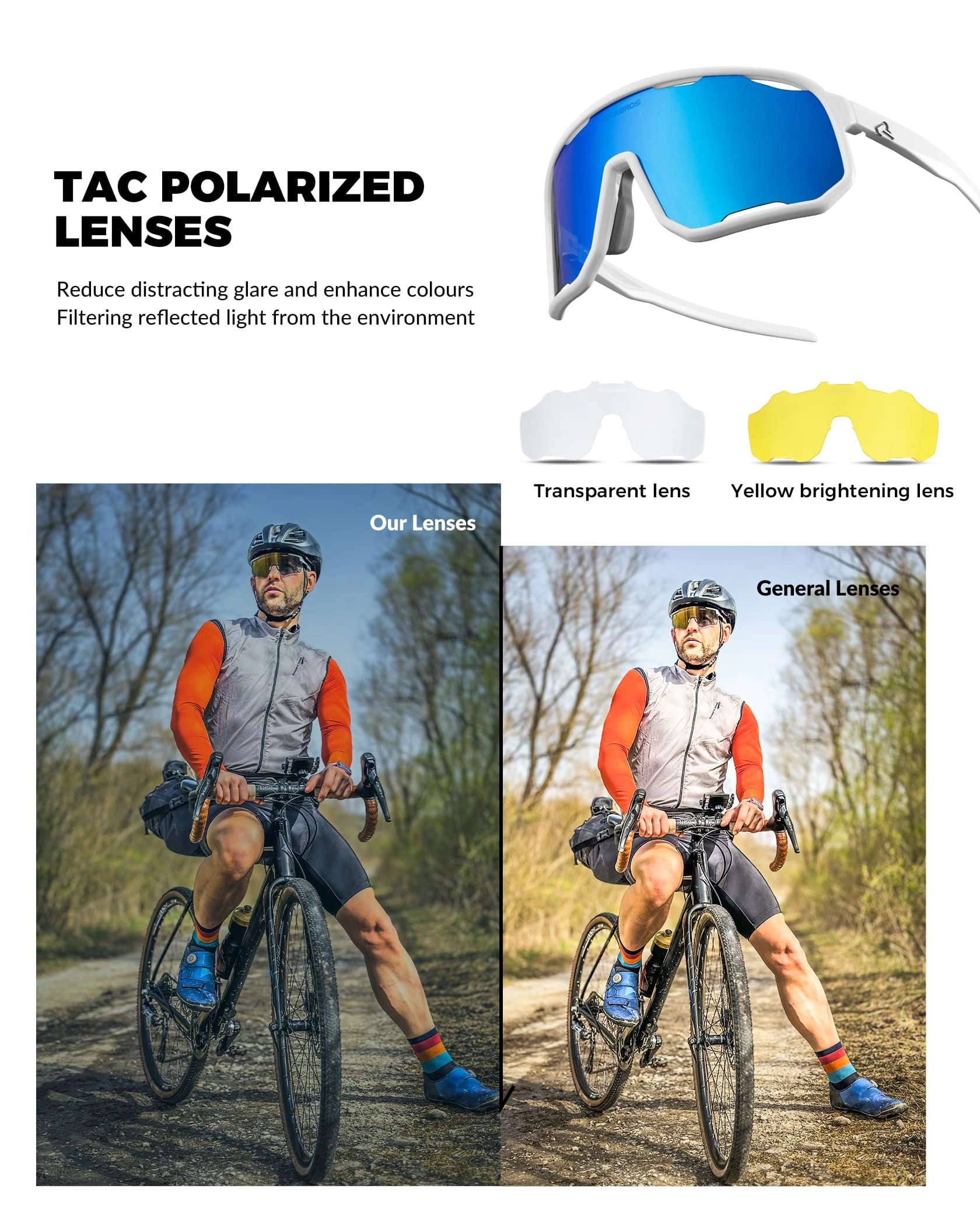 ROCKBROS SP351 Windproof Cycling Sunglasses with Polarized UV400 Lenses and Lightweight TR90 Frame
#Color_Glossy White / White Ice Blue Polarized